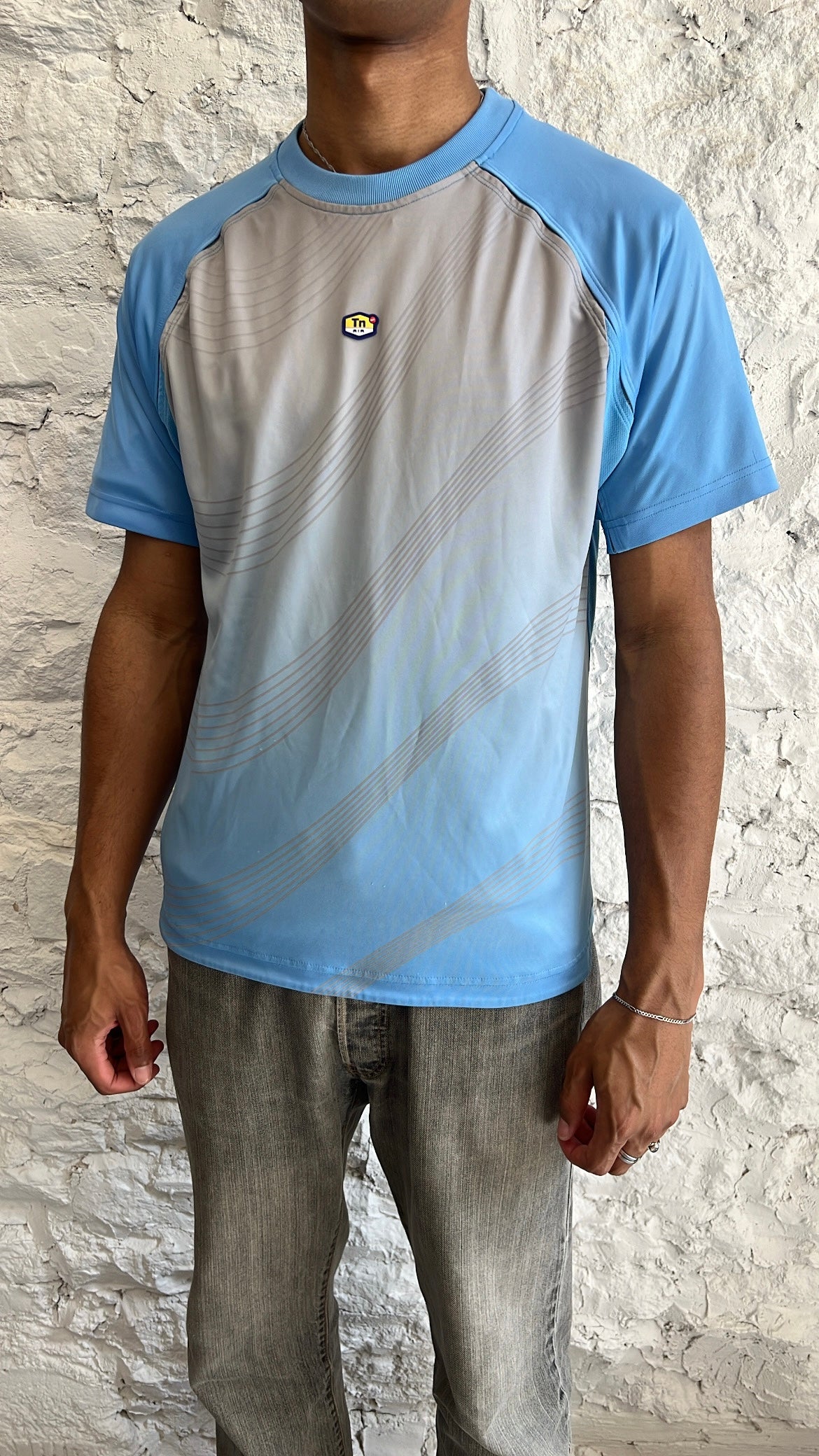 GREY/BABY BLUE NIKE TN TEE - 2000S - L/M