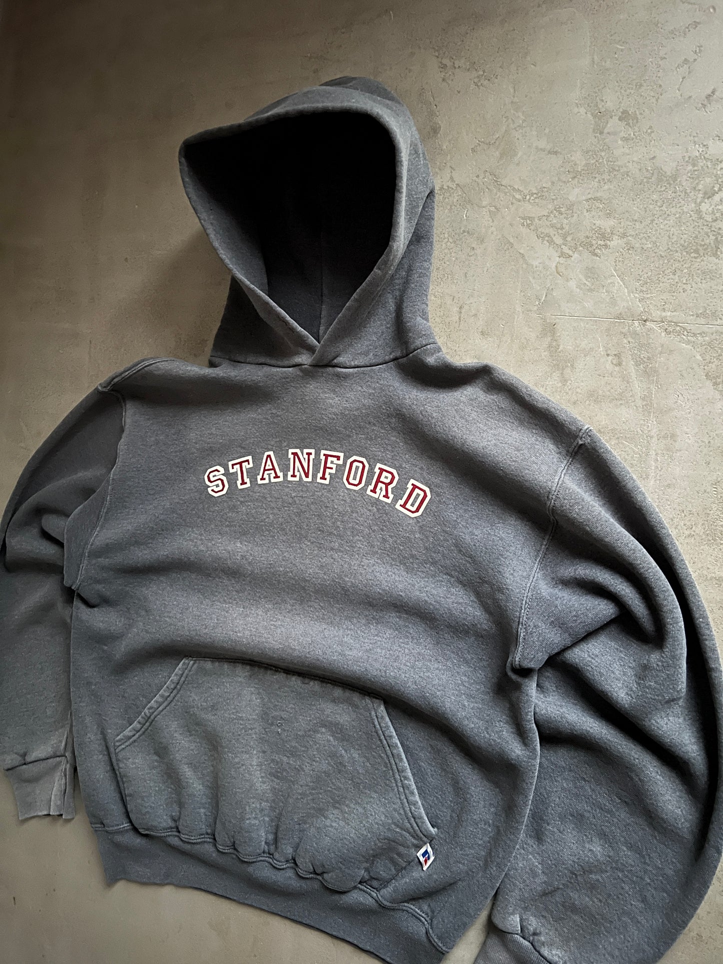 GREY RUSSELL STANFORD HOODIE - 1990S - M