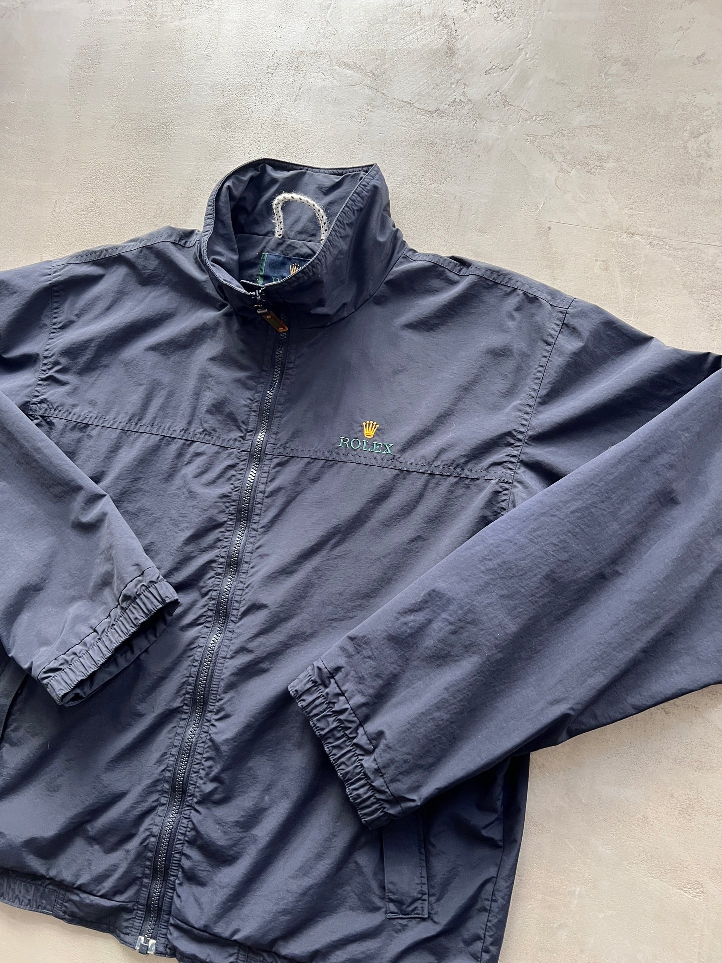 NAVY ROLEX YACHT JACKET - 1990S - L/XL