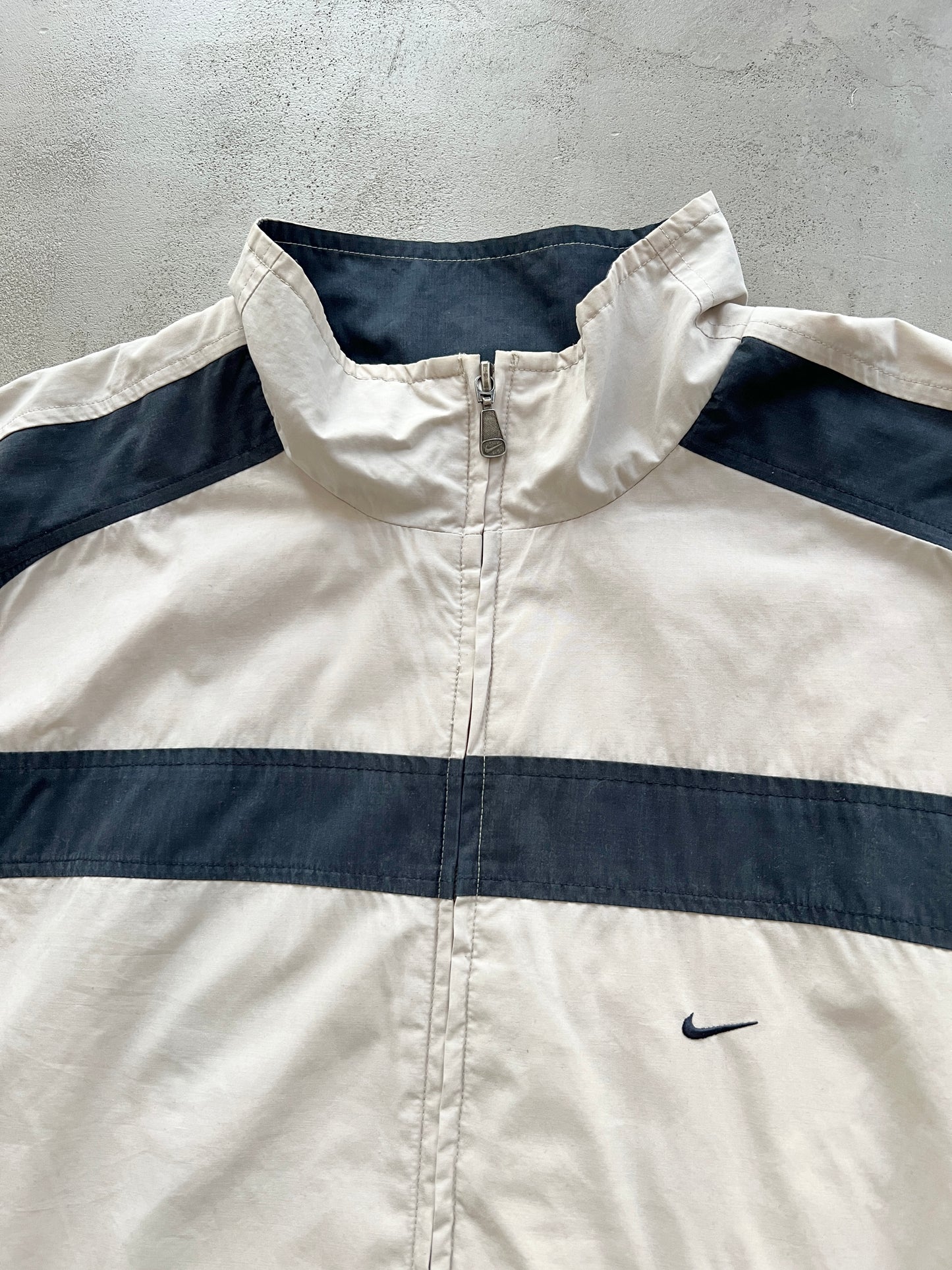 LIGHT BEIGE NIKE TRACK JACKET - XL - 2000S