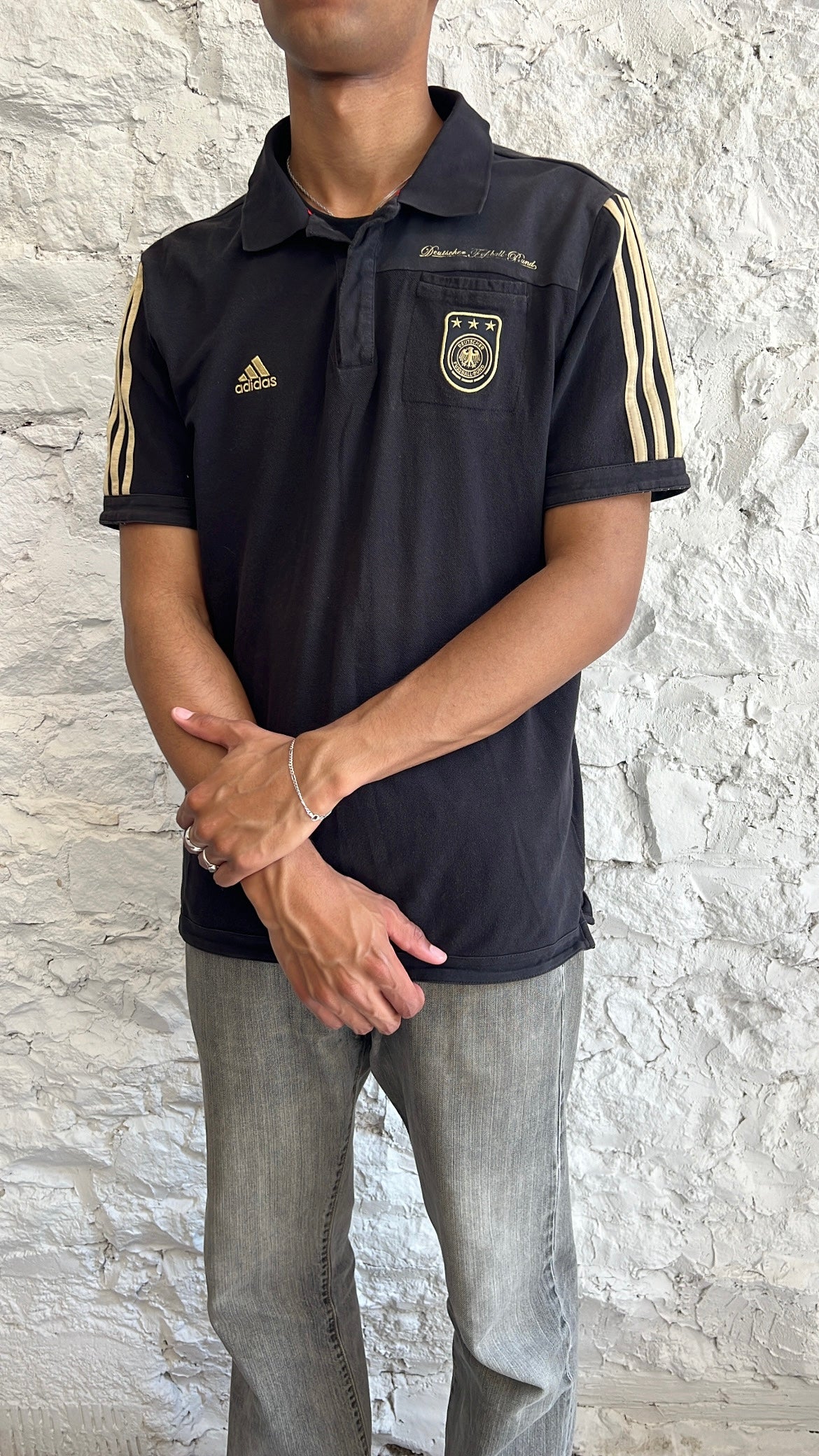 BLACK/GOLD GERMANY POLO - 2000S - L