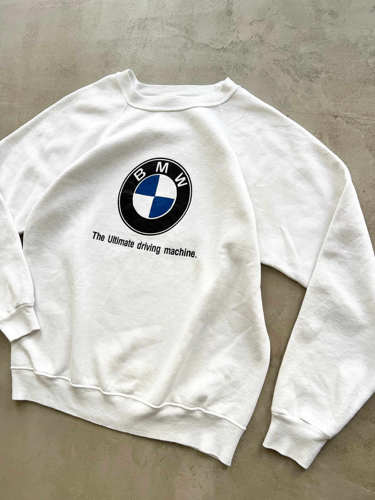 WHITE BMW SWEATER - 1990S - M/L