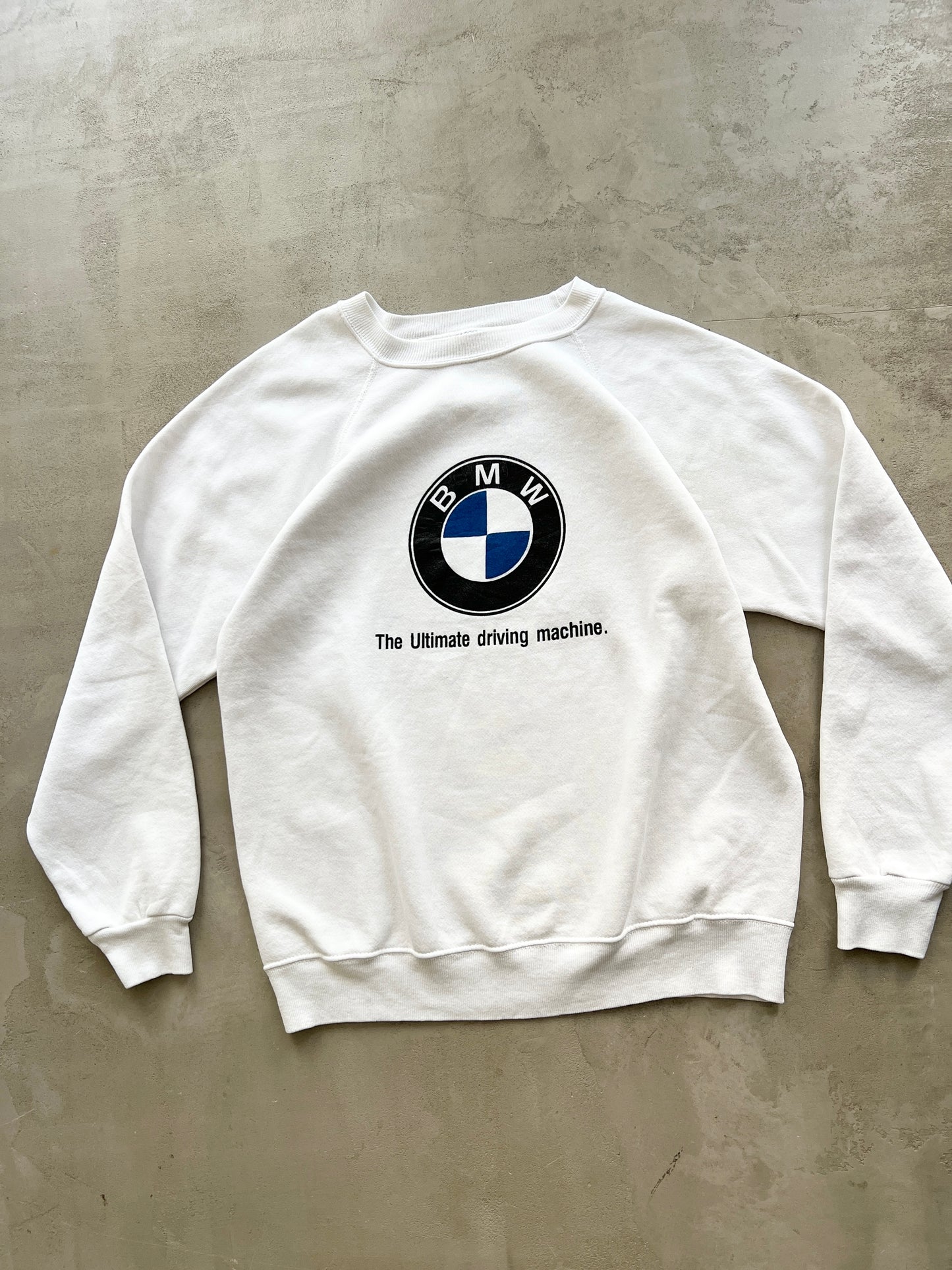 WHITE BMW SWEATER - 1990S - M/L