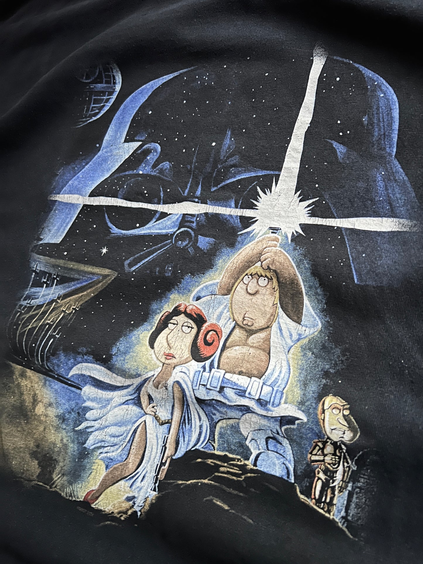 FADED NAVY FAMILY GUY STAR WARS TEE - 2000S - L/XL