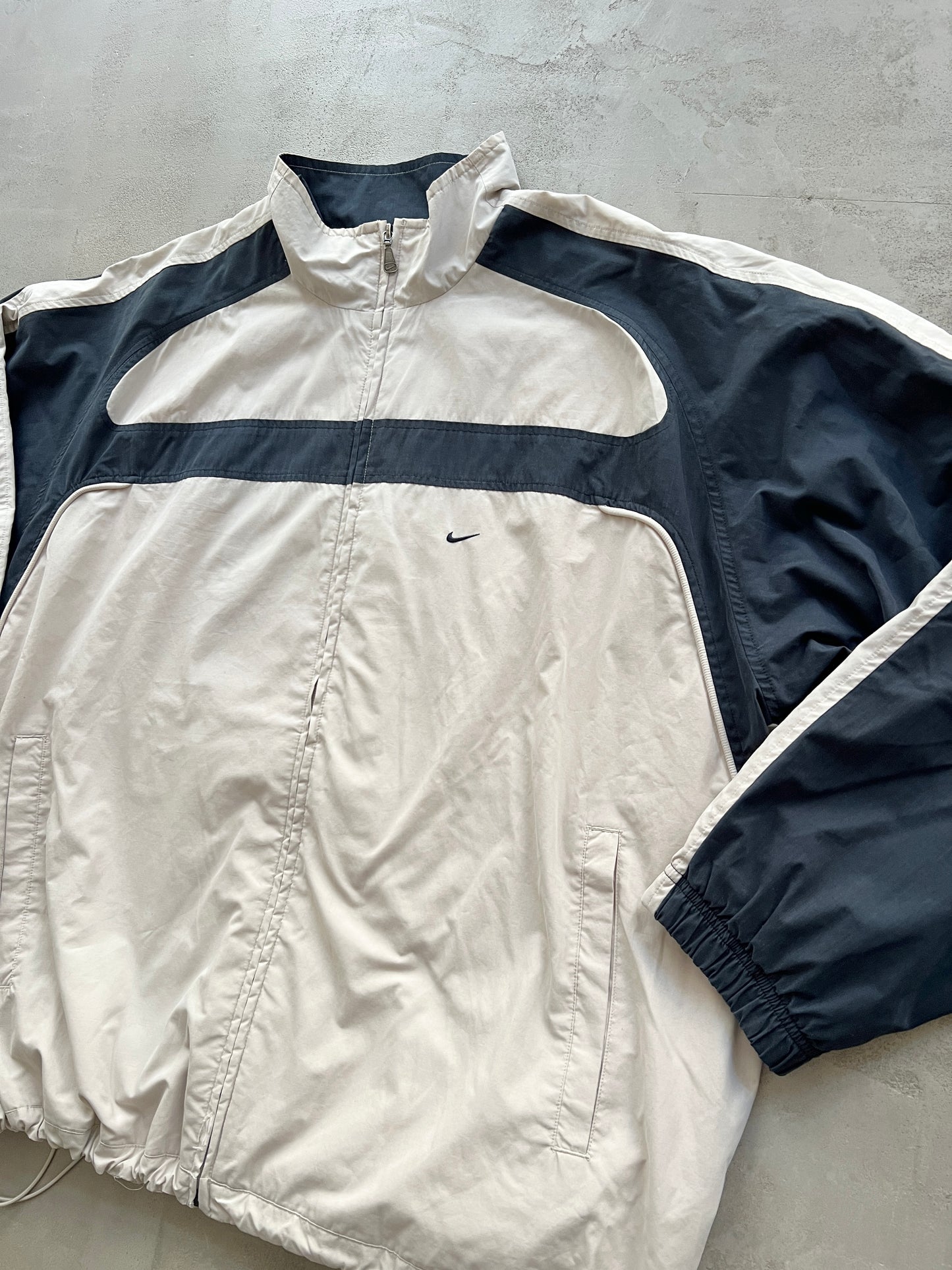 LIGHT BEIGE NIKE TRACK JACKET - XL - 2000S