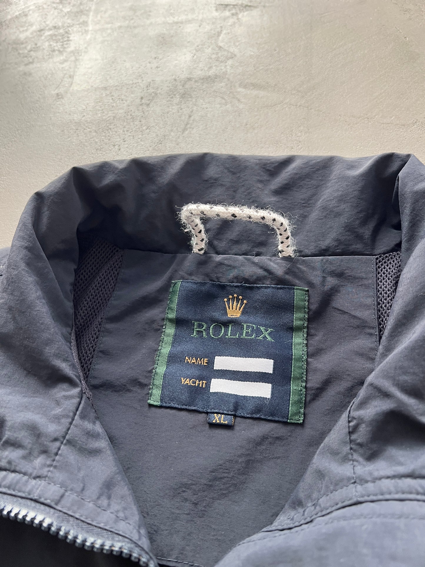 NAVY ROLEX YACHT JACKET - 1990S - L/XL