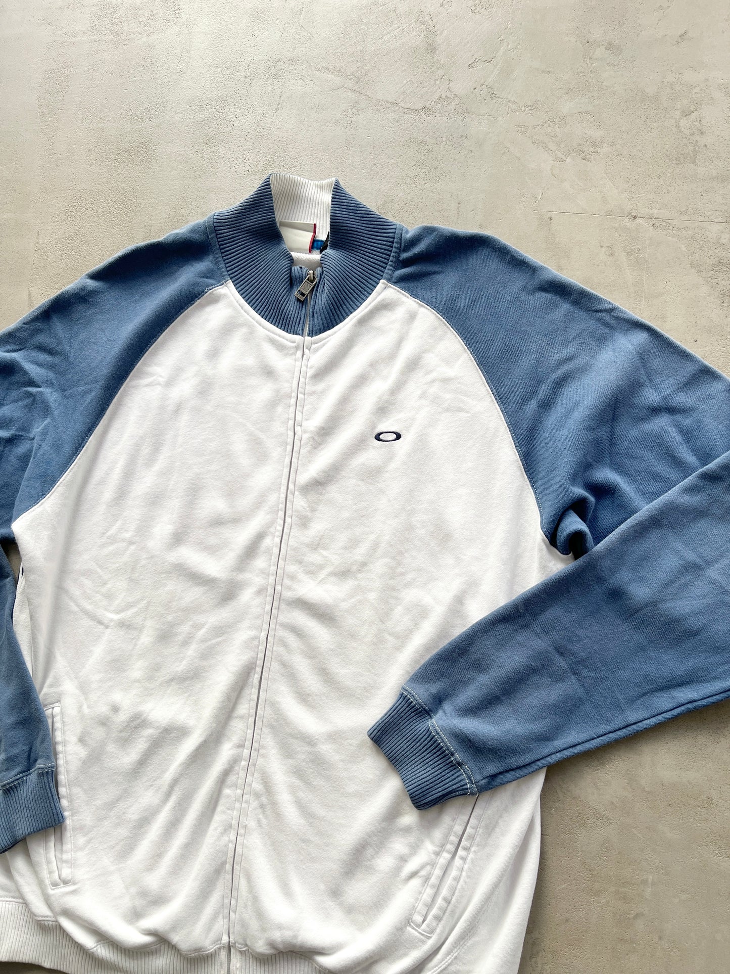 WHITE/BLUE OAKLEY JACKET - 1990S - XL/L