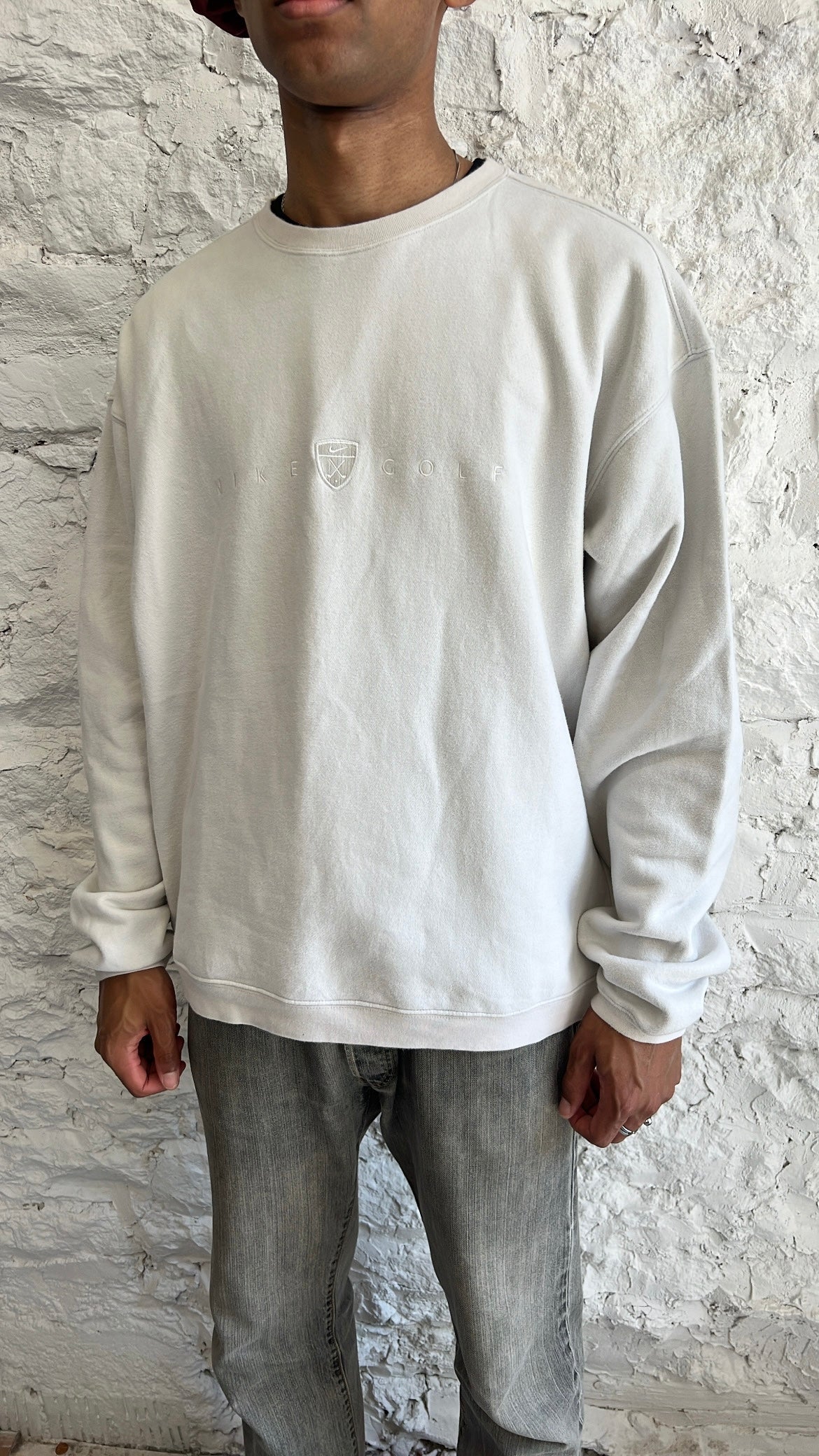 LIGHT BEIGE NIKE GOLF SWEATER - 2000S - XL/L