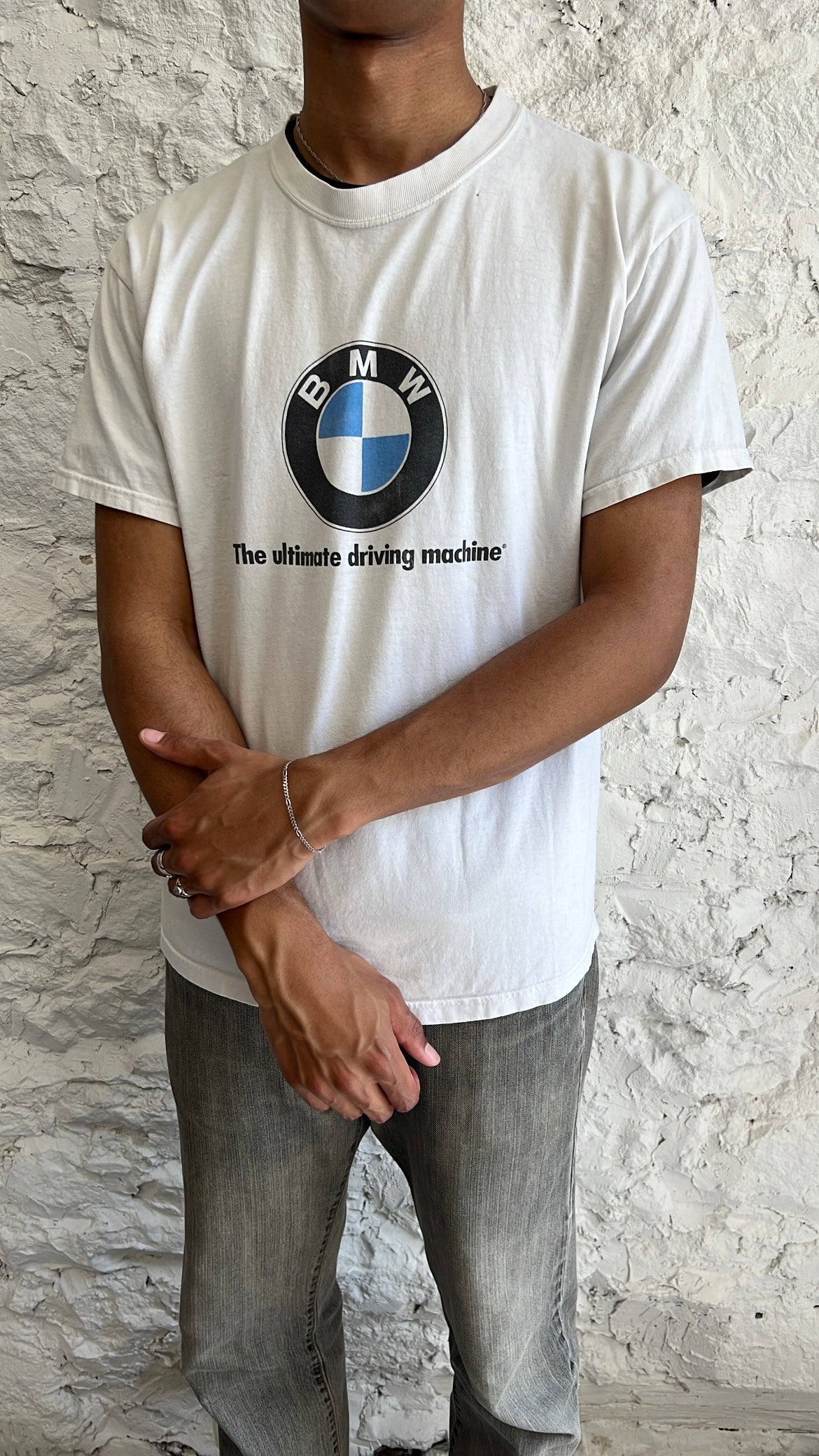 WHITE BMW TEE - 1990S - L