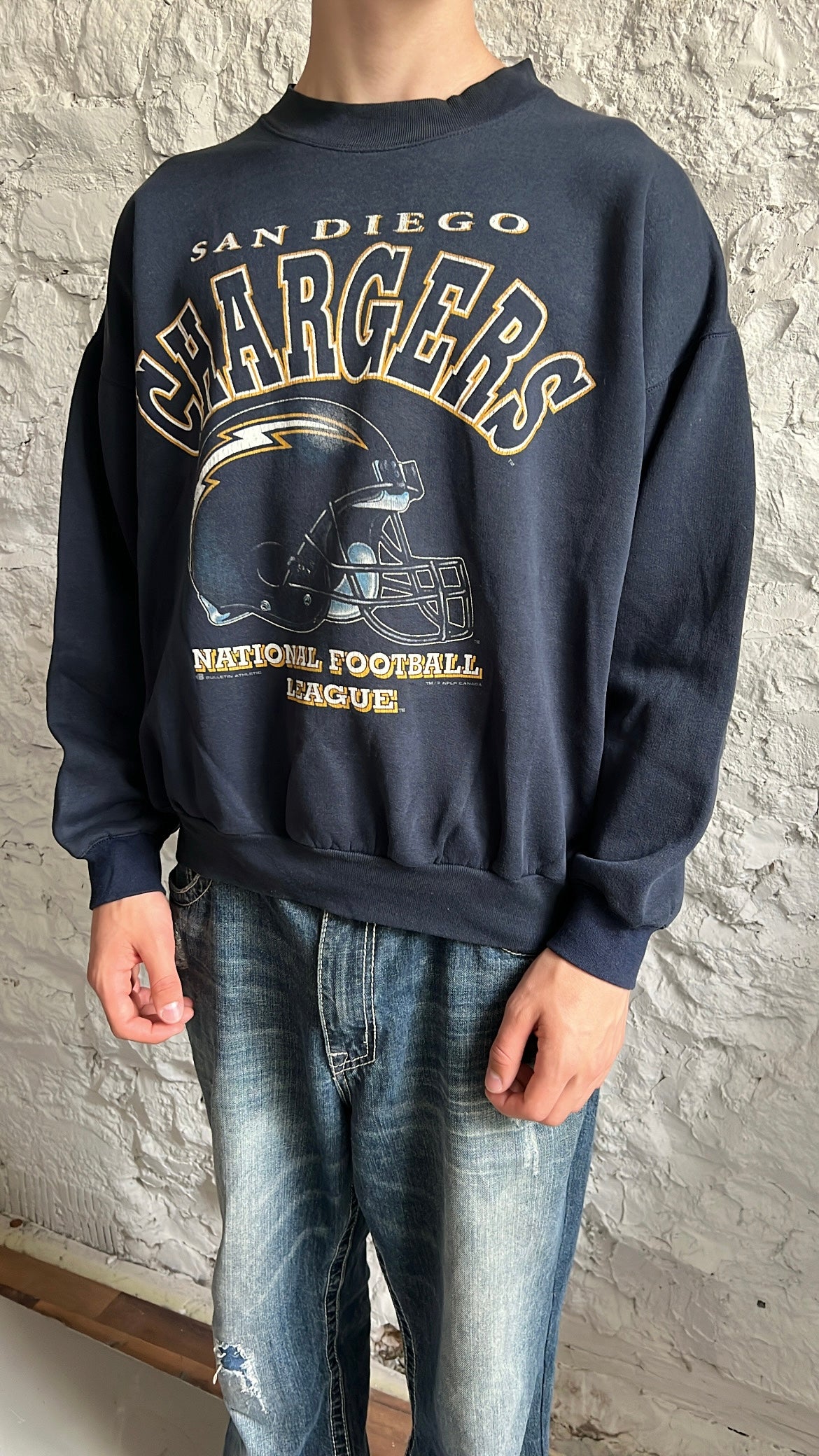 NAVY SAN DIEGO CHARGERS NFL SWEATER - 1990S - S/M