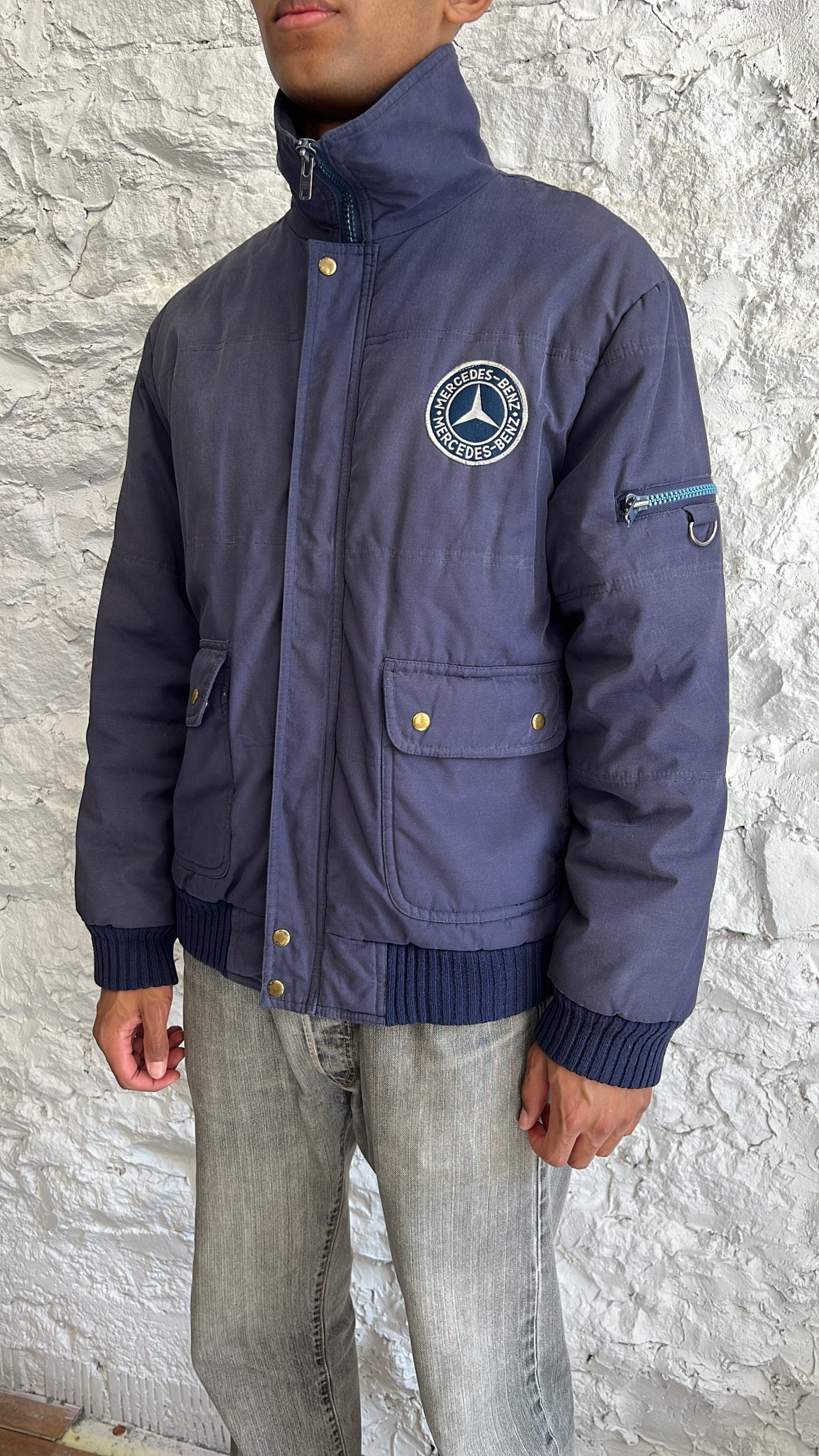 FADED NAVY MERCEDES BENZ JACKET - 2000S  - L