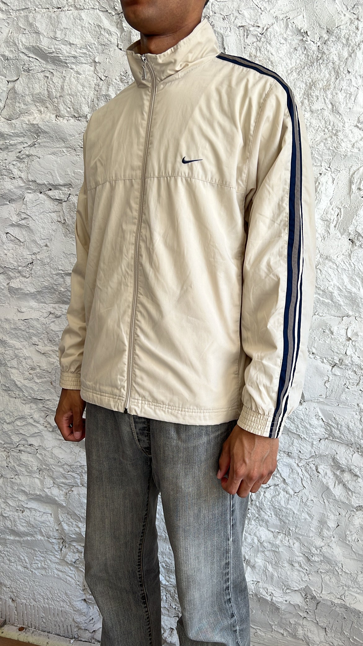 LIGHT BEIGE NIKE TRACK JACKET - 2000S - L/M