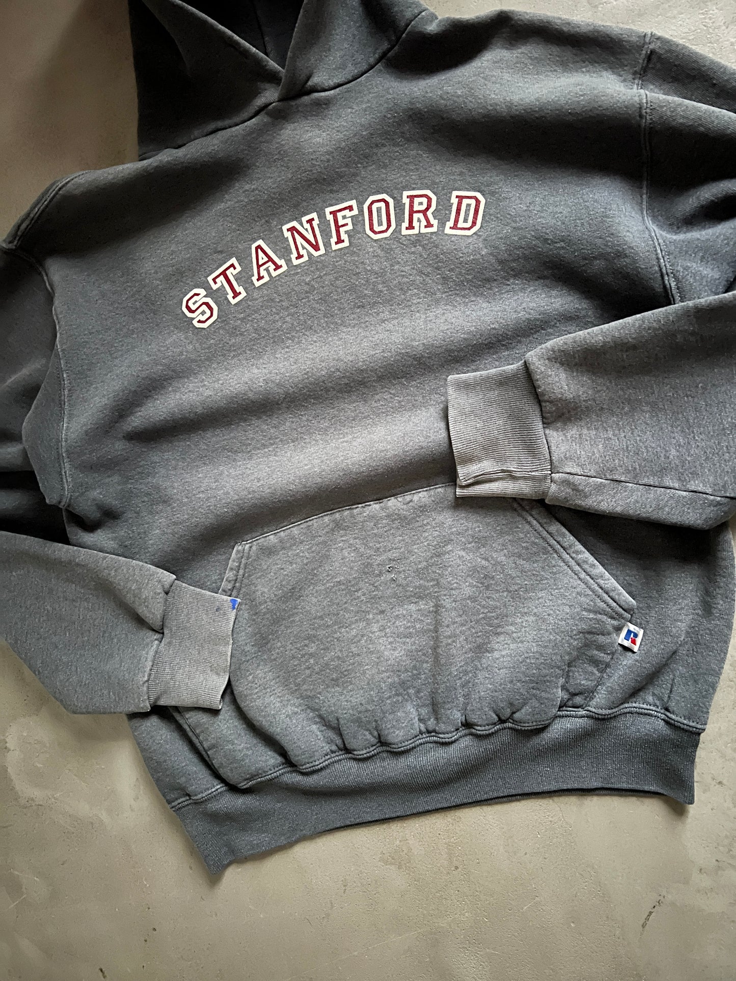 GREY RUSSELL STANFORD HOODIE - 1990S - M