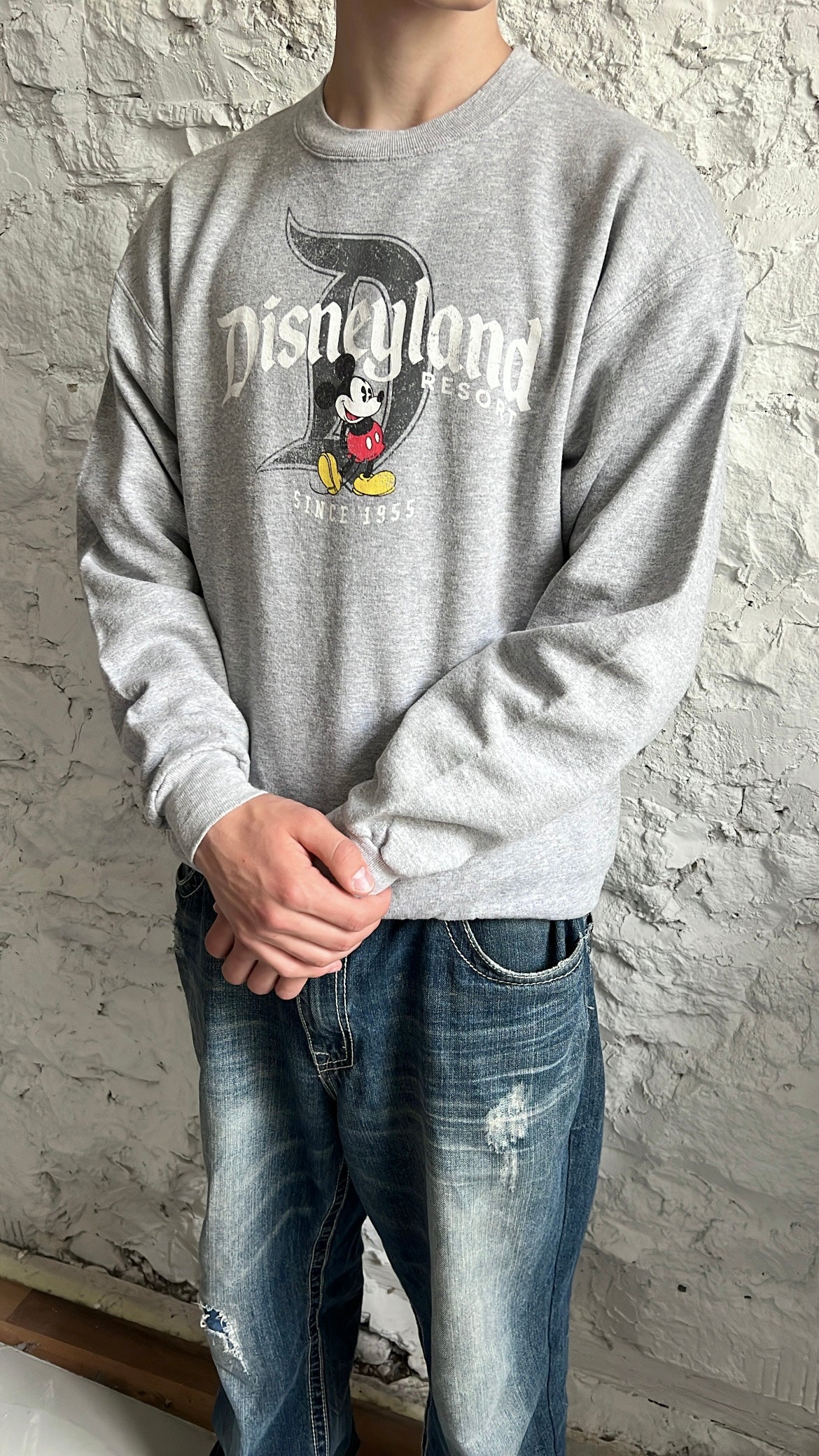 GREY DISNEY LAND SWEATER - 1990S - M