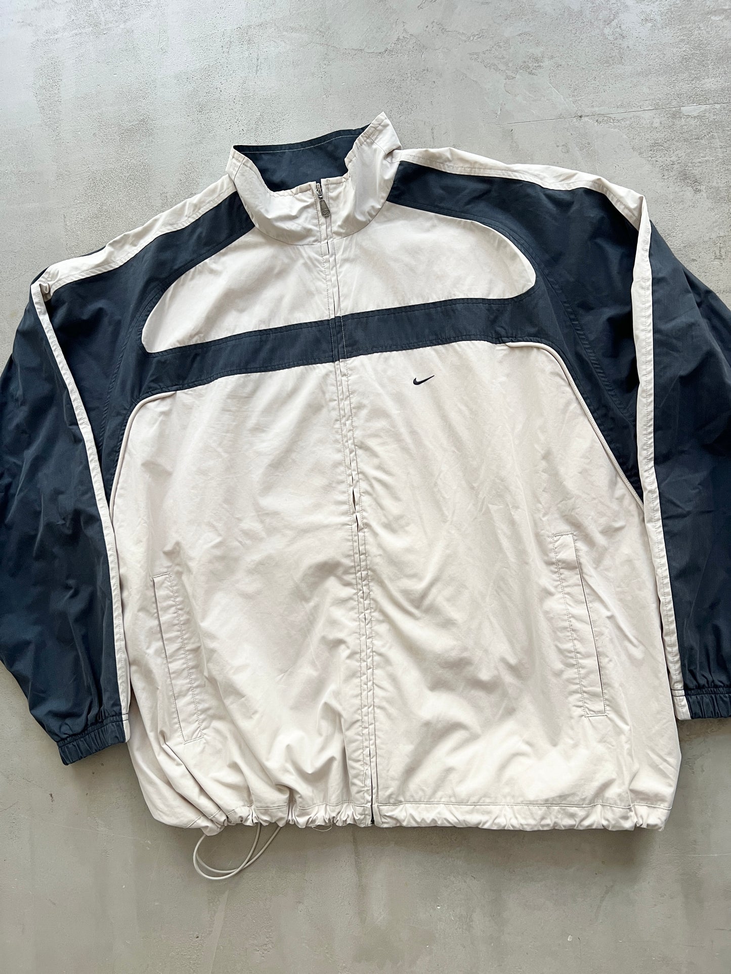 LIGHT BEIGE NIKE TRACK JACKET - XL - 2000S