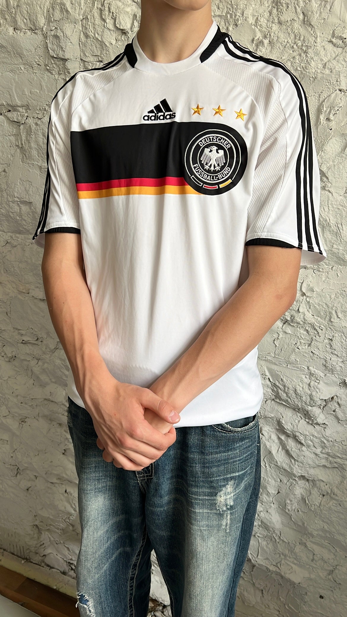 WHITE GERMANY SOCCER JERSEY - 2000S - L/M