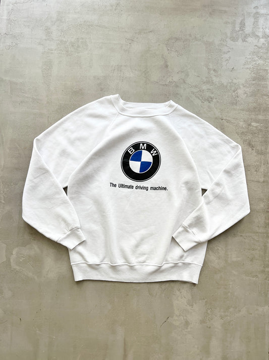 WHITE BMW SWEATER - 1990S - M/L