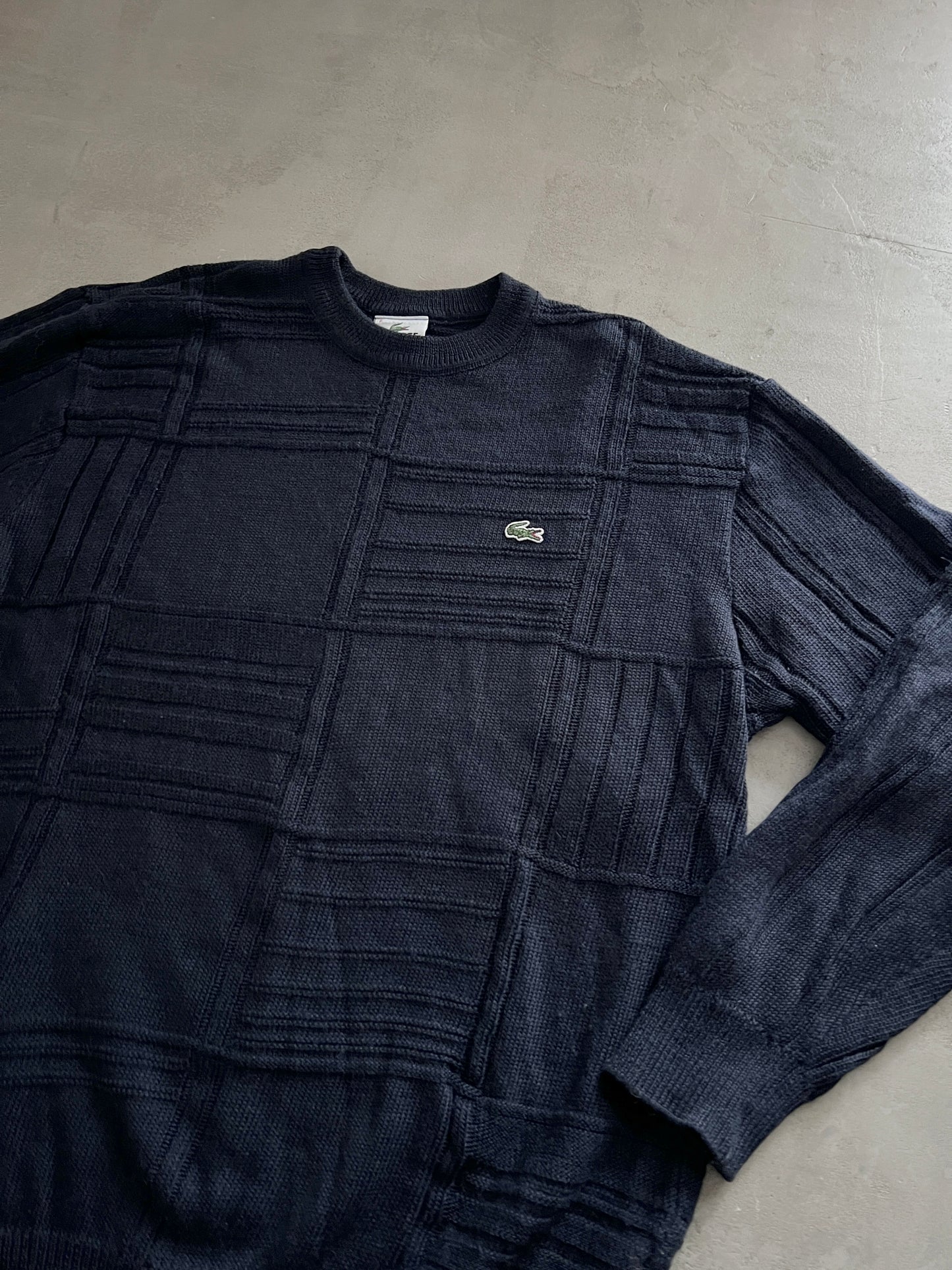 NAVY LACOSTE KNIT SWEATER - 2000S - L