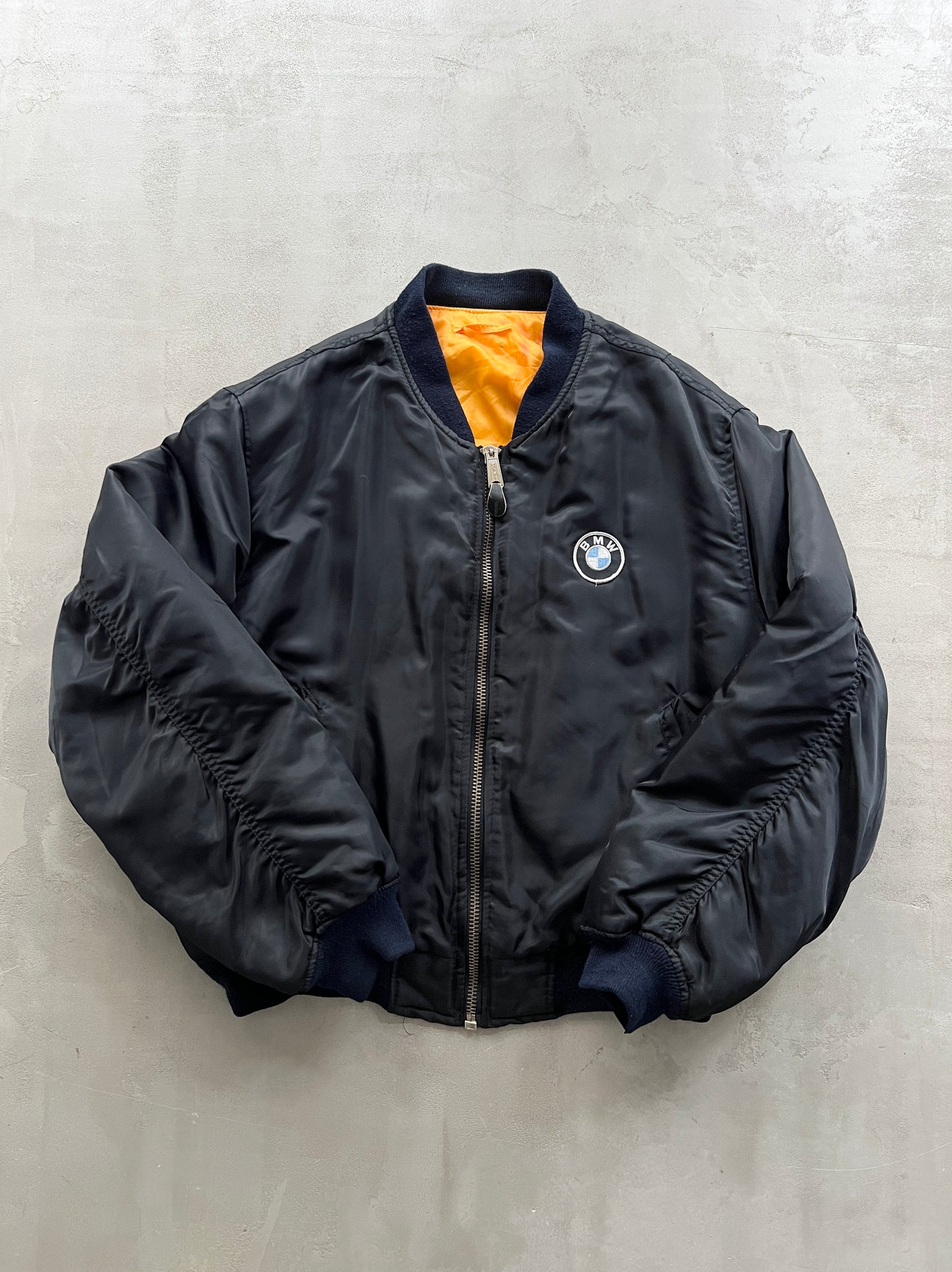 BLACK BMW BOMBER JACKET - 1990S - L/M