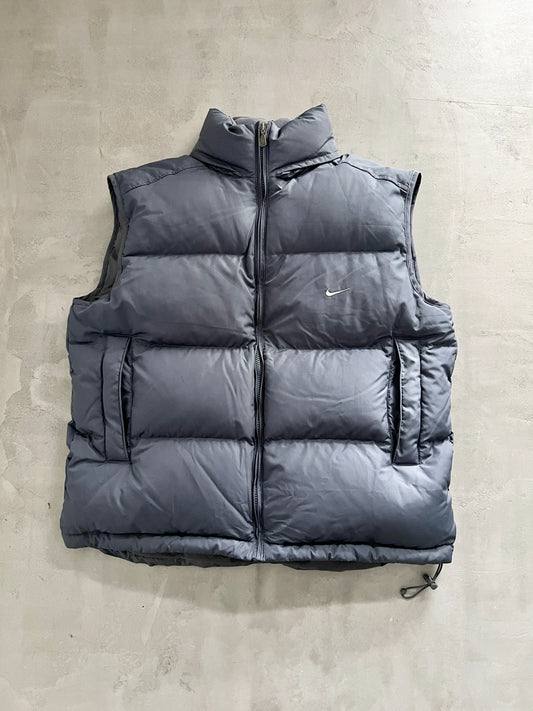 GREY NIKE PUFFER VEST - 2000S - L