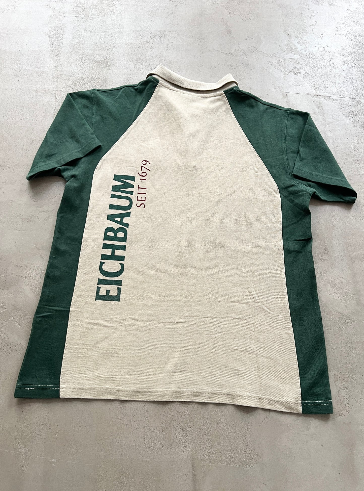 BEIGE/GREEN EICHBAUM POLO - 1990S - L