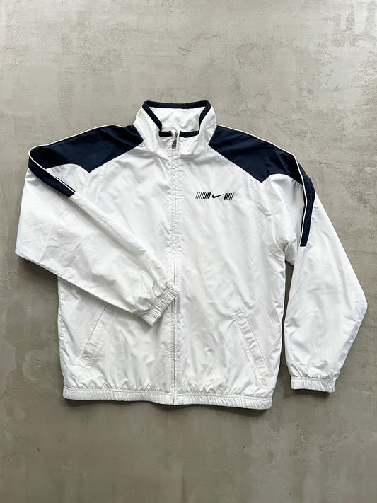 WHITE/NAVY NIKE TRACK JACKET - 2000S - L/M