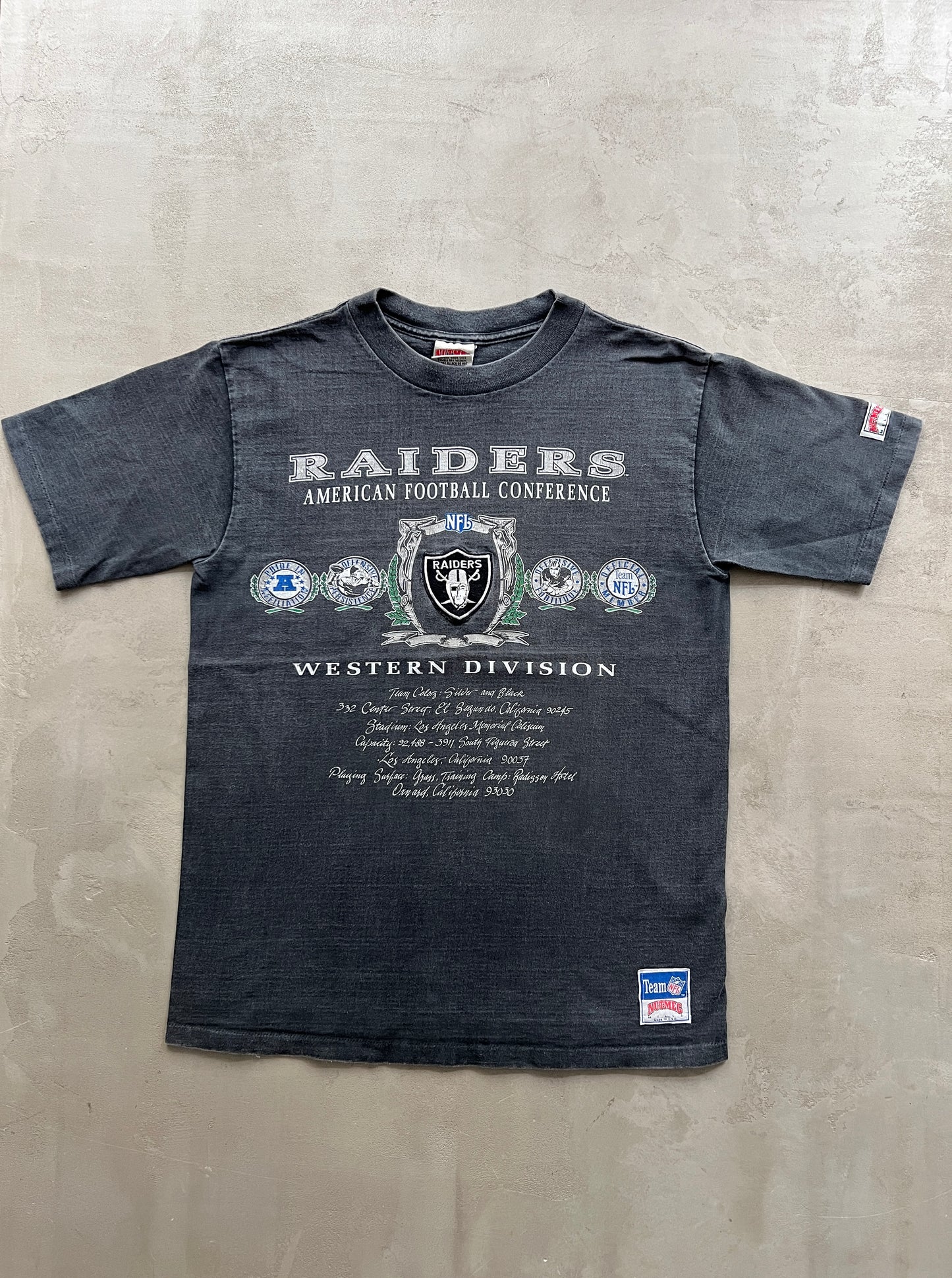 FADED GREY OAKLAND RAIDERS TEE - 1990S - XL/L