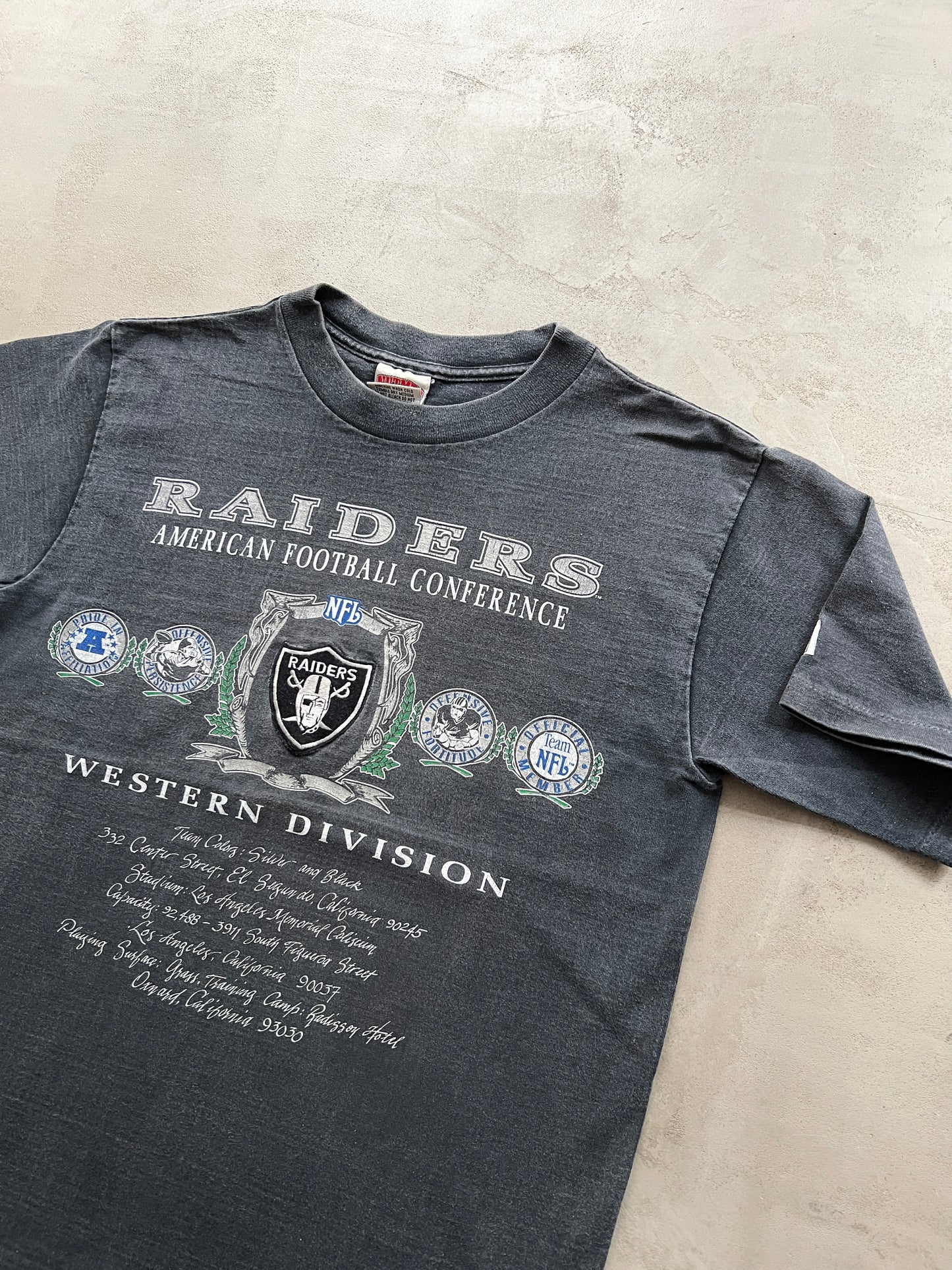 FADED GREY OAKLAND RAIDERS TEE - 1990S - XL/L