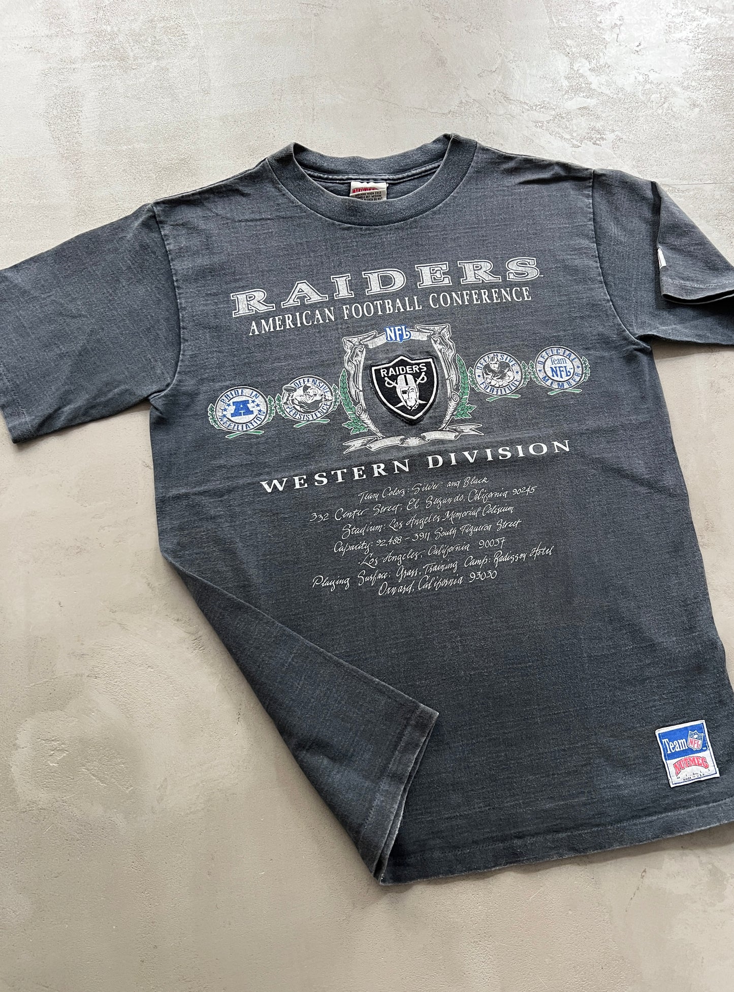 FADED GREY OAKLAND RAIDERS TEE - 1990S - XL/L