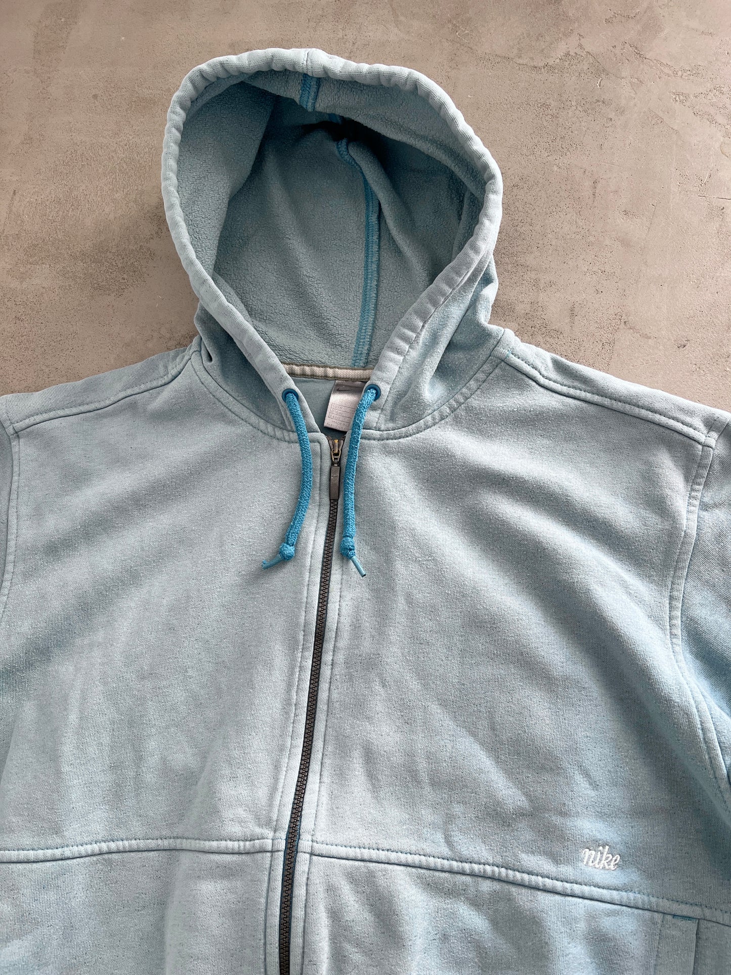 BABY BLUE NIKE ZIP UP HOODIE - 2000S - XS