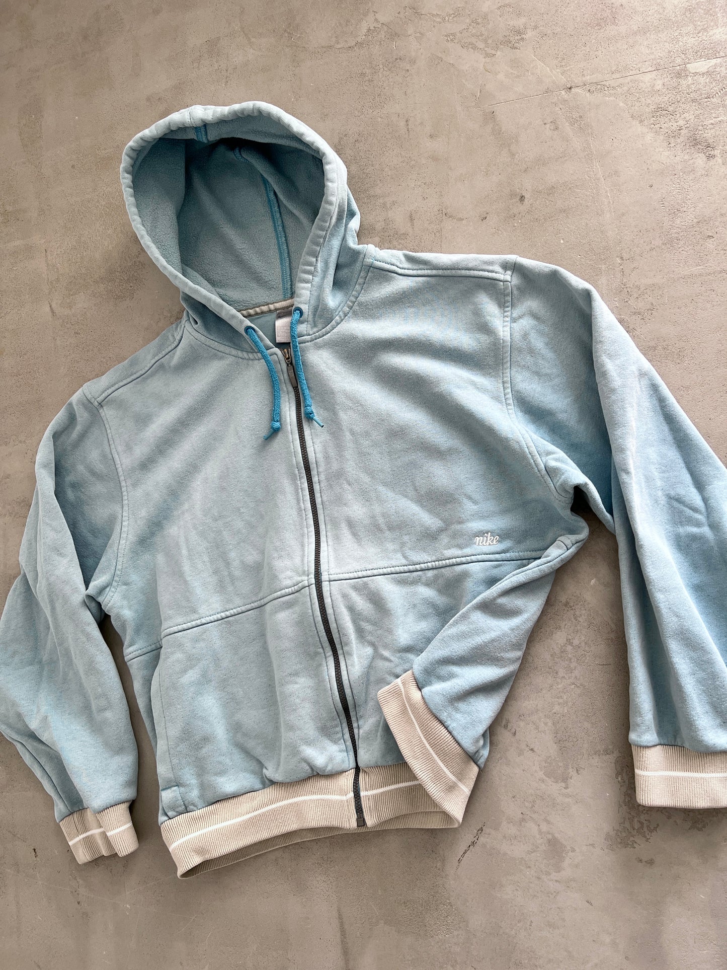 BABY BLUE NIKE ZIP UP HOODIE - 2000S - XS