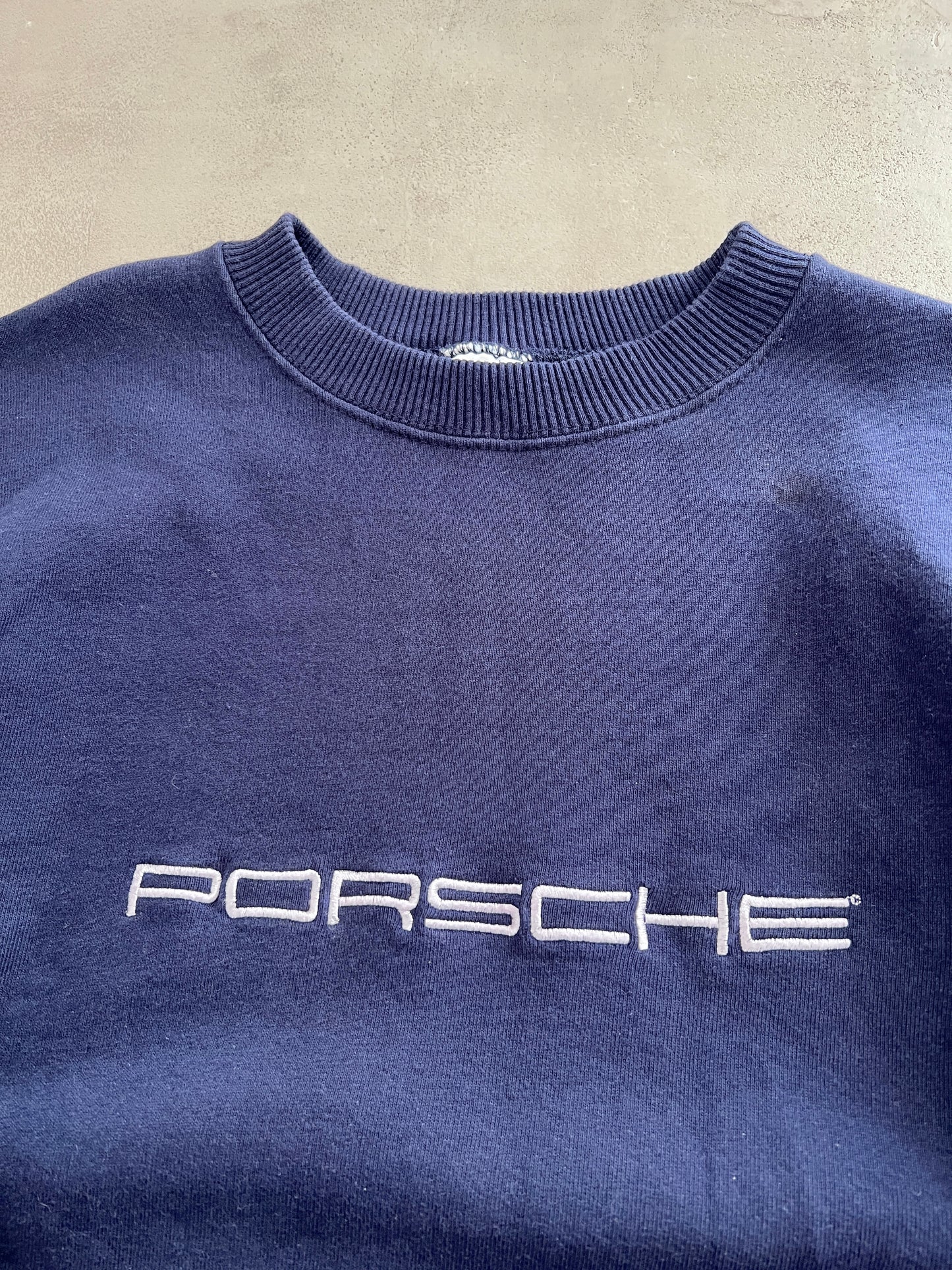 NAVY PORSCHE SWEATER - 1990S - M