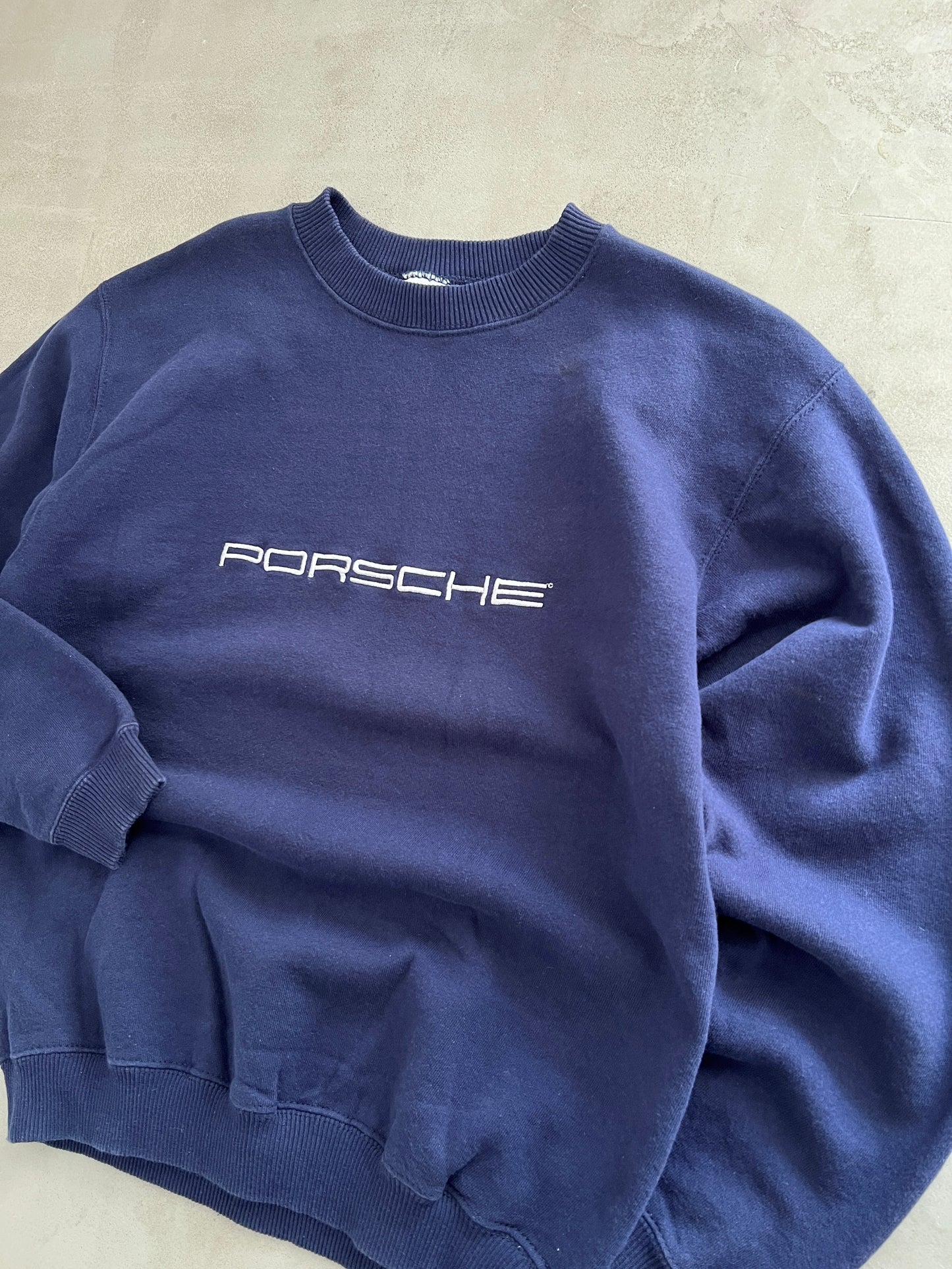 NAVY PORSCHE SWEATER - 1990S - M