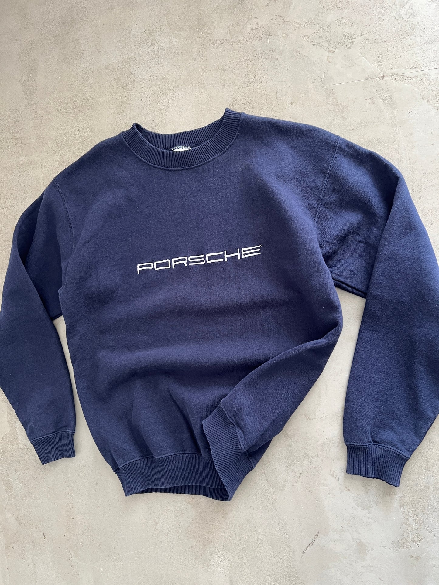 NAVY PORSCHE SWEATER - 1990S - M