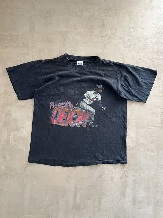 FADED BLACK DEION SANDERS BASEBALL TEE - 1990S - L/M