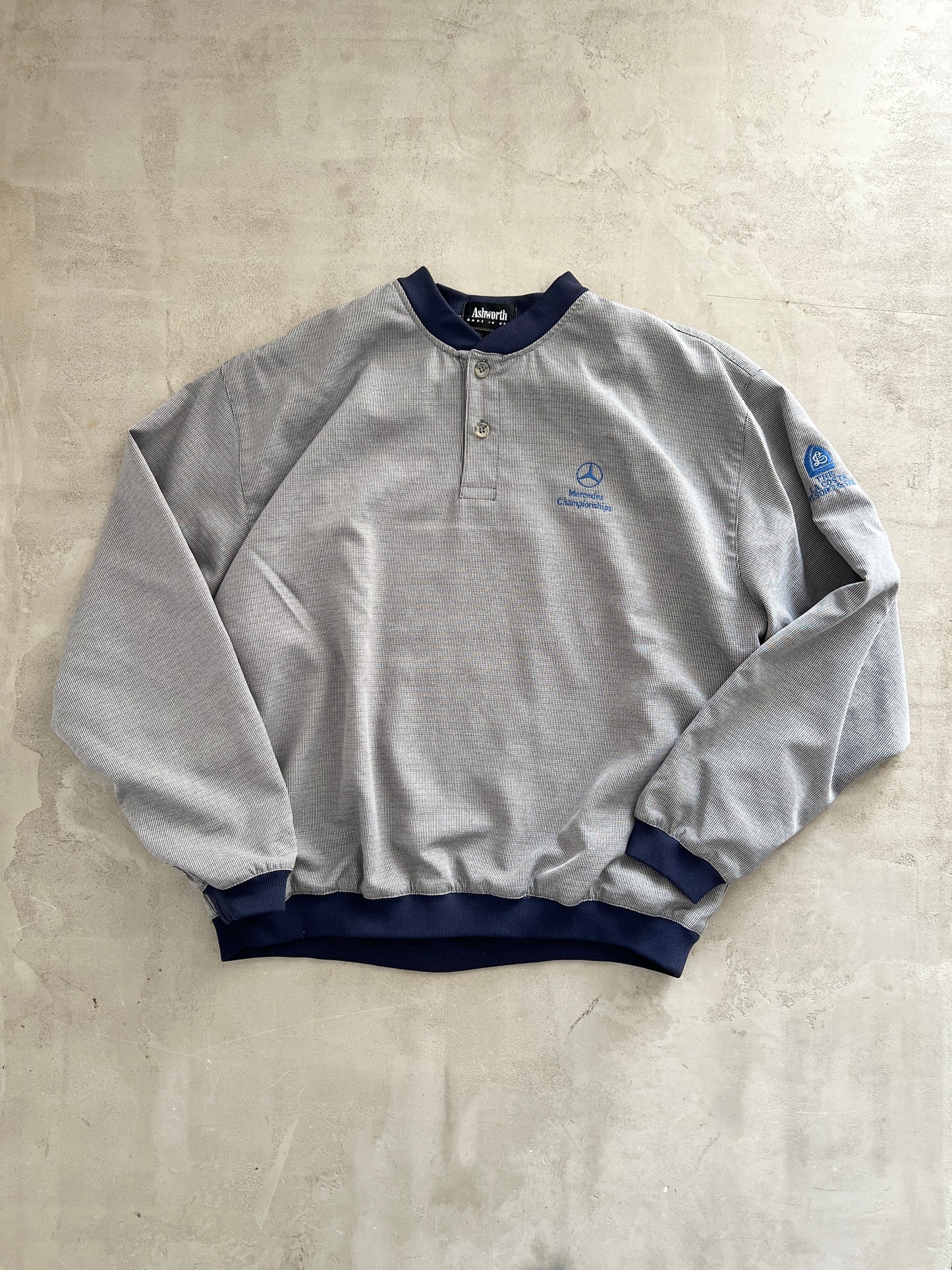 GREY/NAVY MERCEDES BENZ RACING LONGSLEEVE - 1990S - L/M