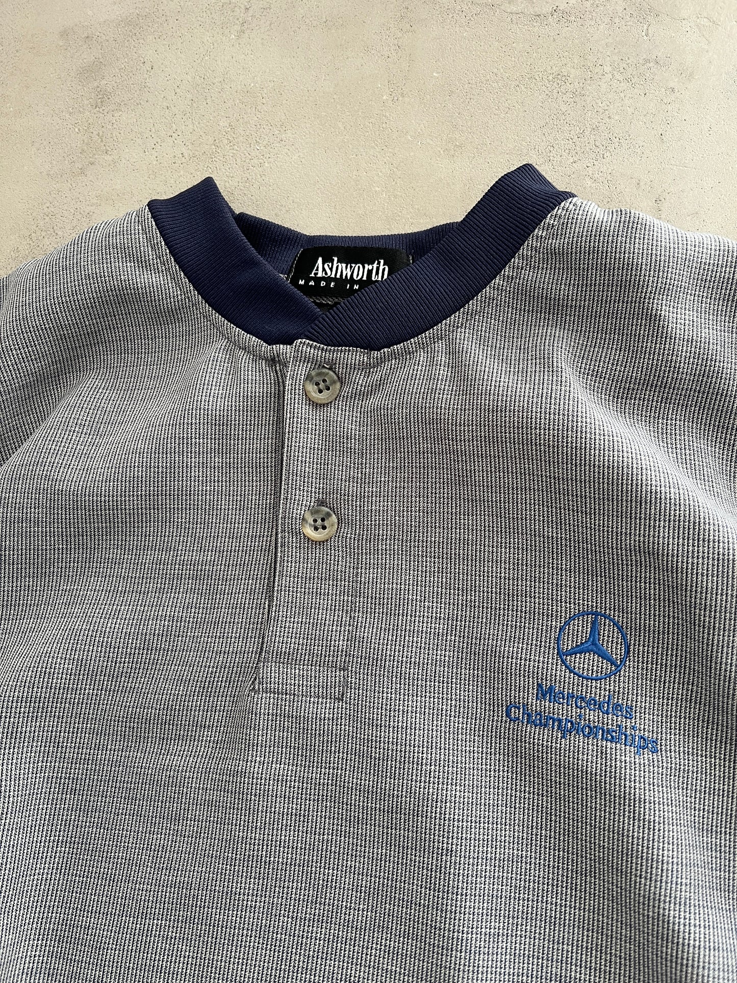 GREY/NAVY MERCEDES BENZ RACING LONGSLEEVE - 1990S - L/M