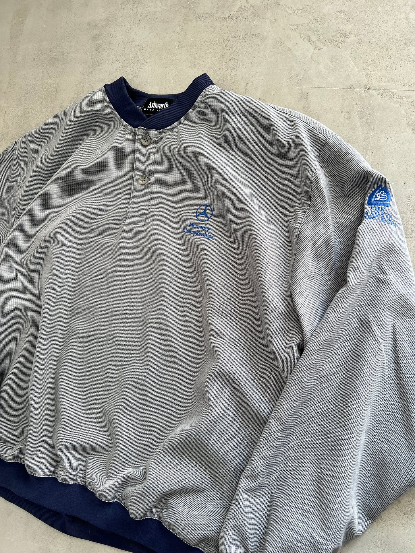 GREY/NAVY MERCEDES BENZ RACING LONGSLEEVE - 1990S - L/M