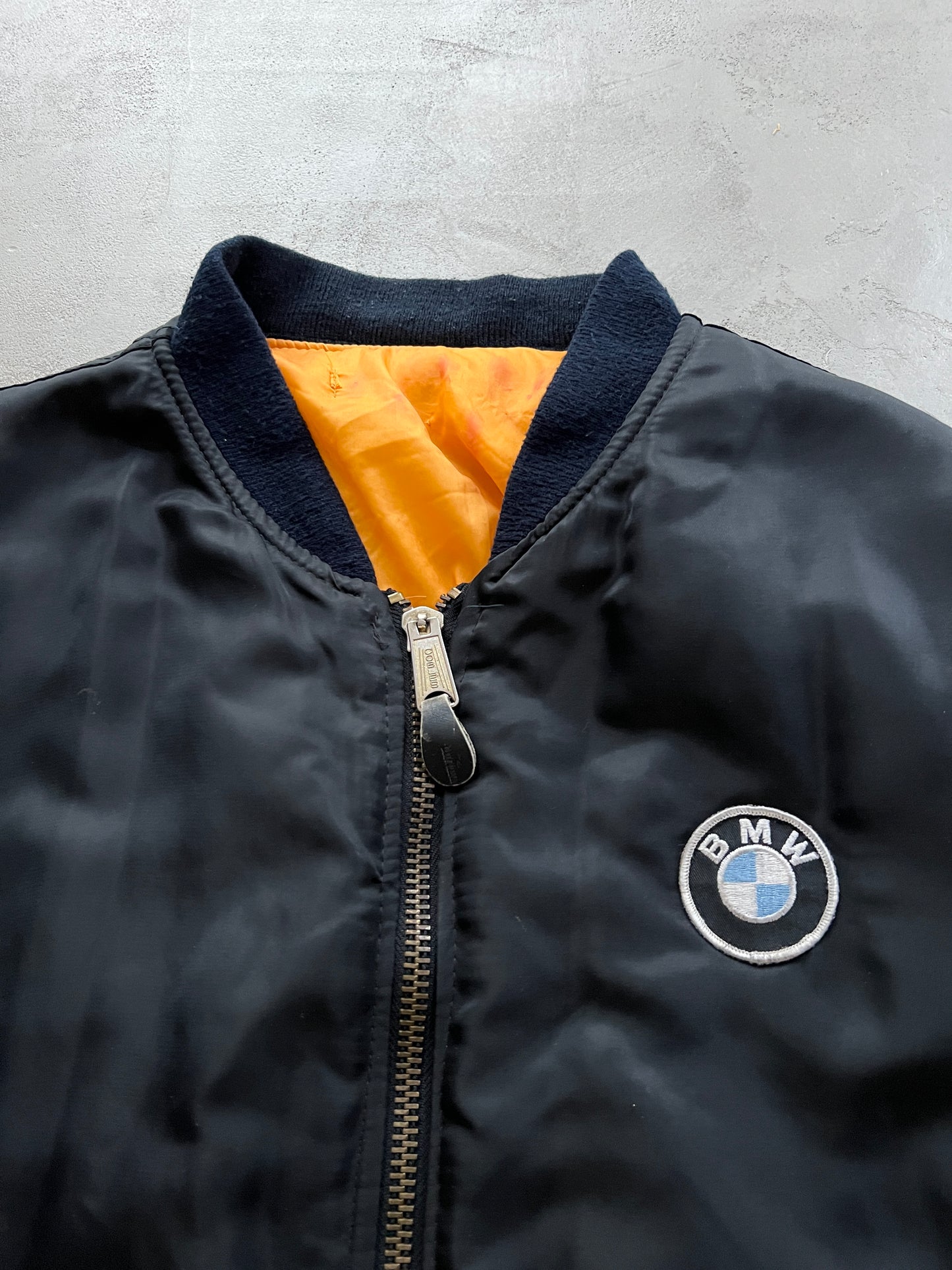 BLACK BMW BOMBER JACKET - 1990S - L/M