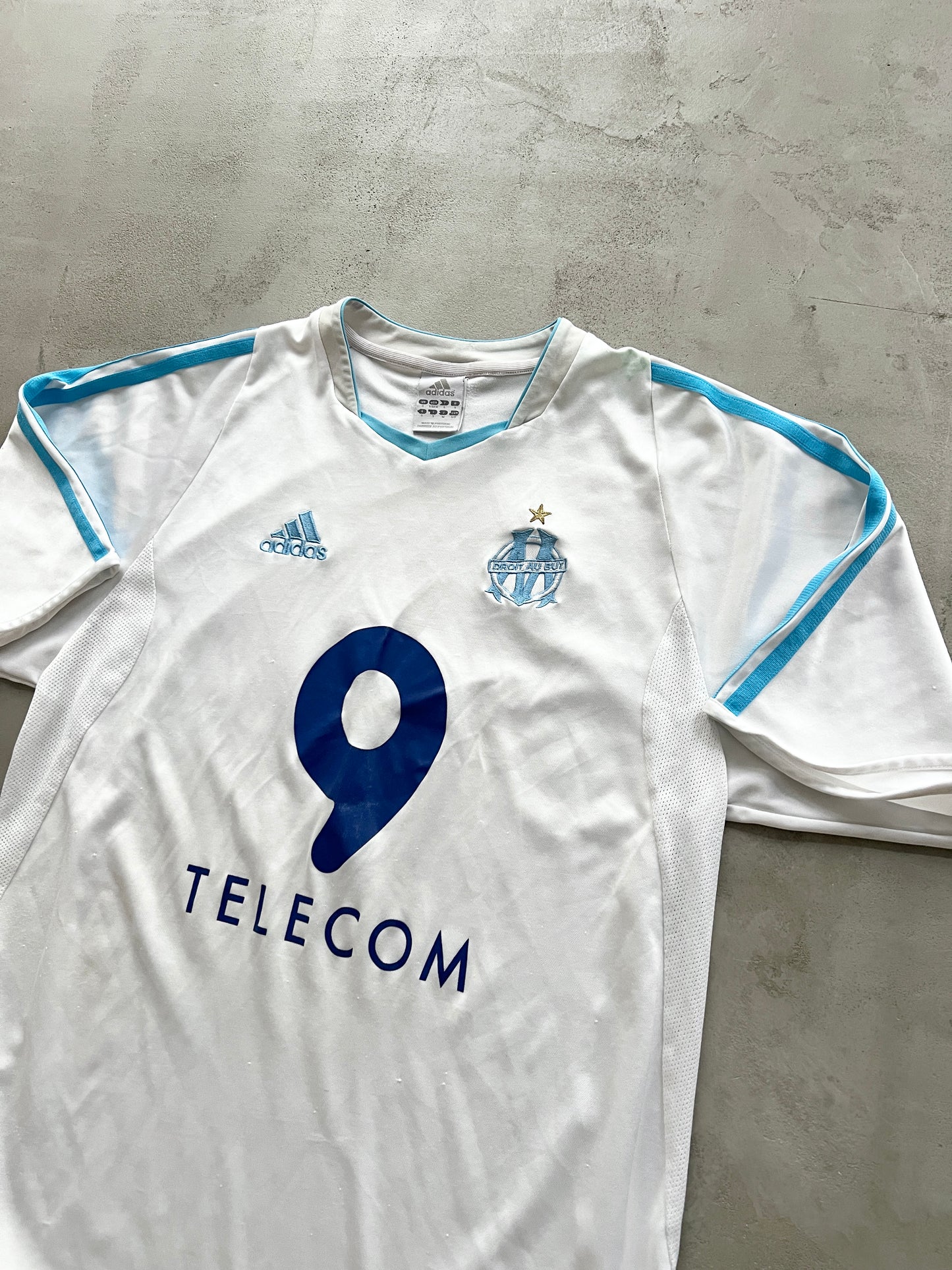 WHITE/BABY BLUE MARSEILLE JERSEY - 2000S - M