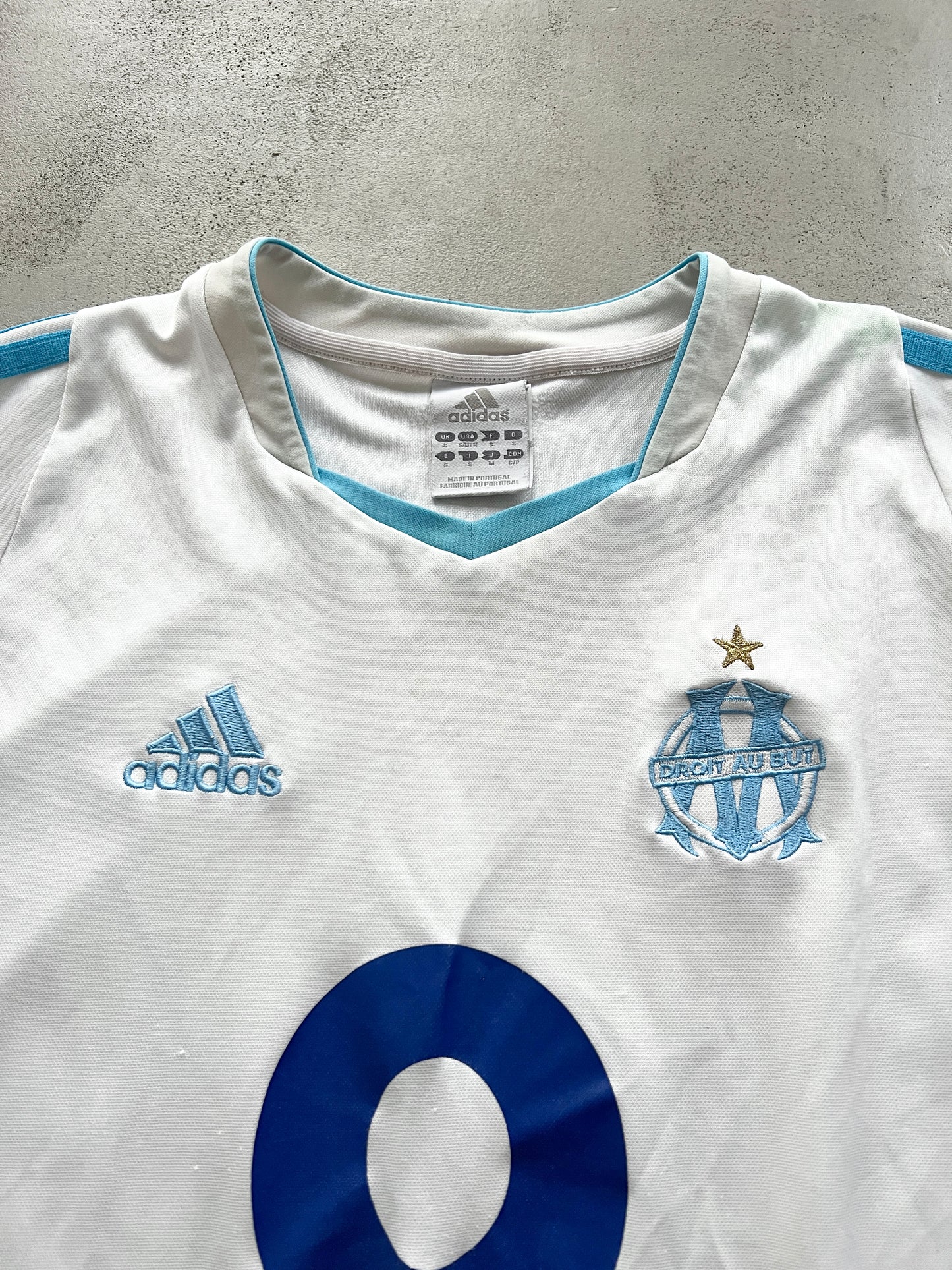 WHITE/BABY BLUE MARSEILLE JERSEY - 2000S - M