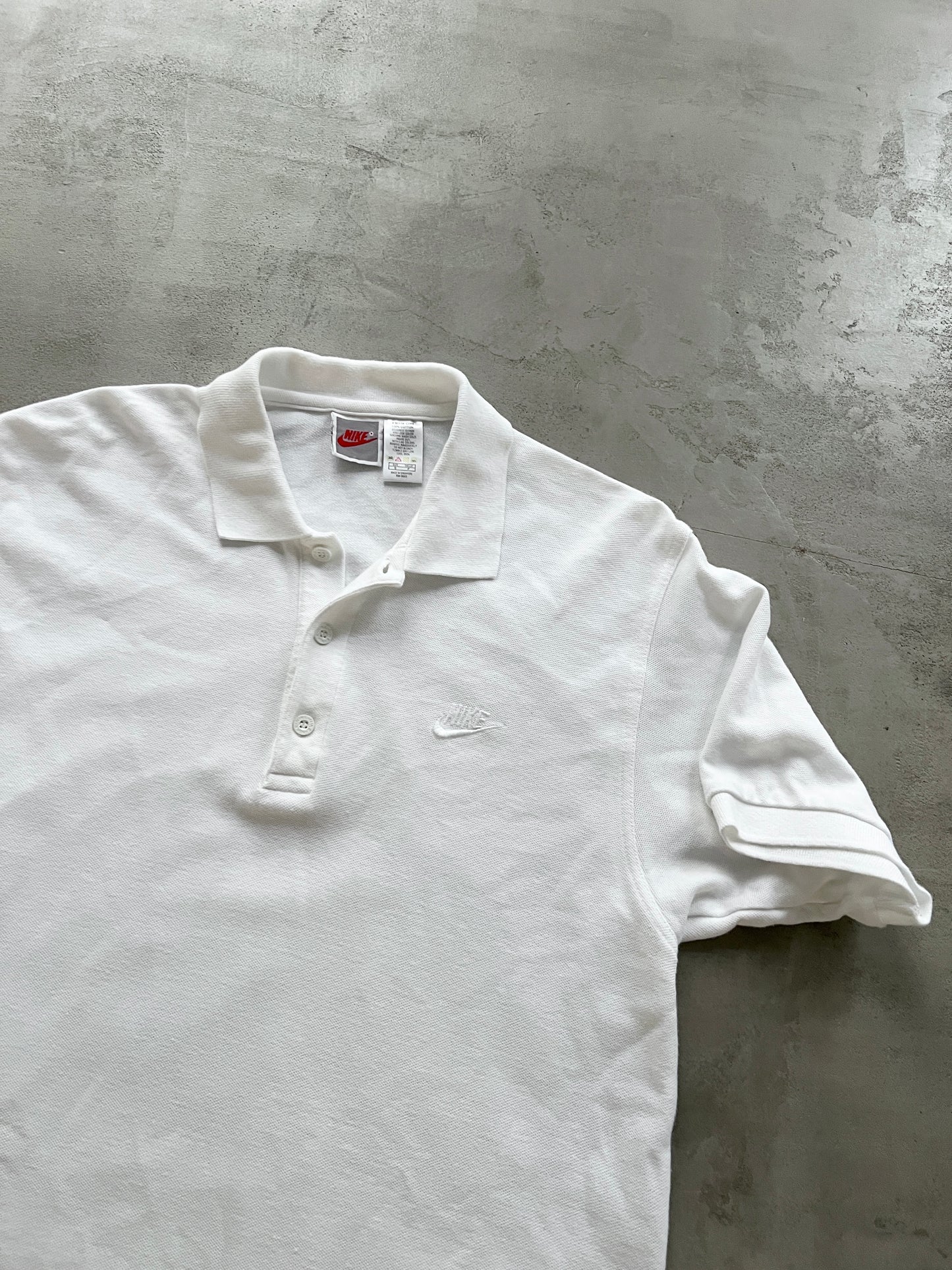 WHITE NIKE POLO - 1990S - XL/L