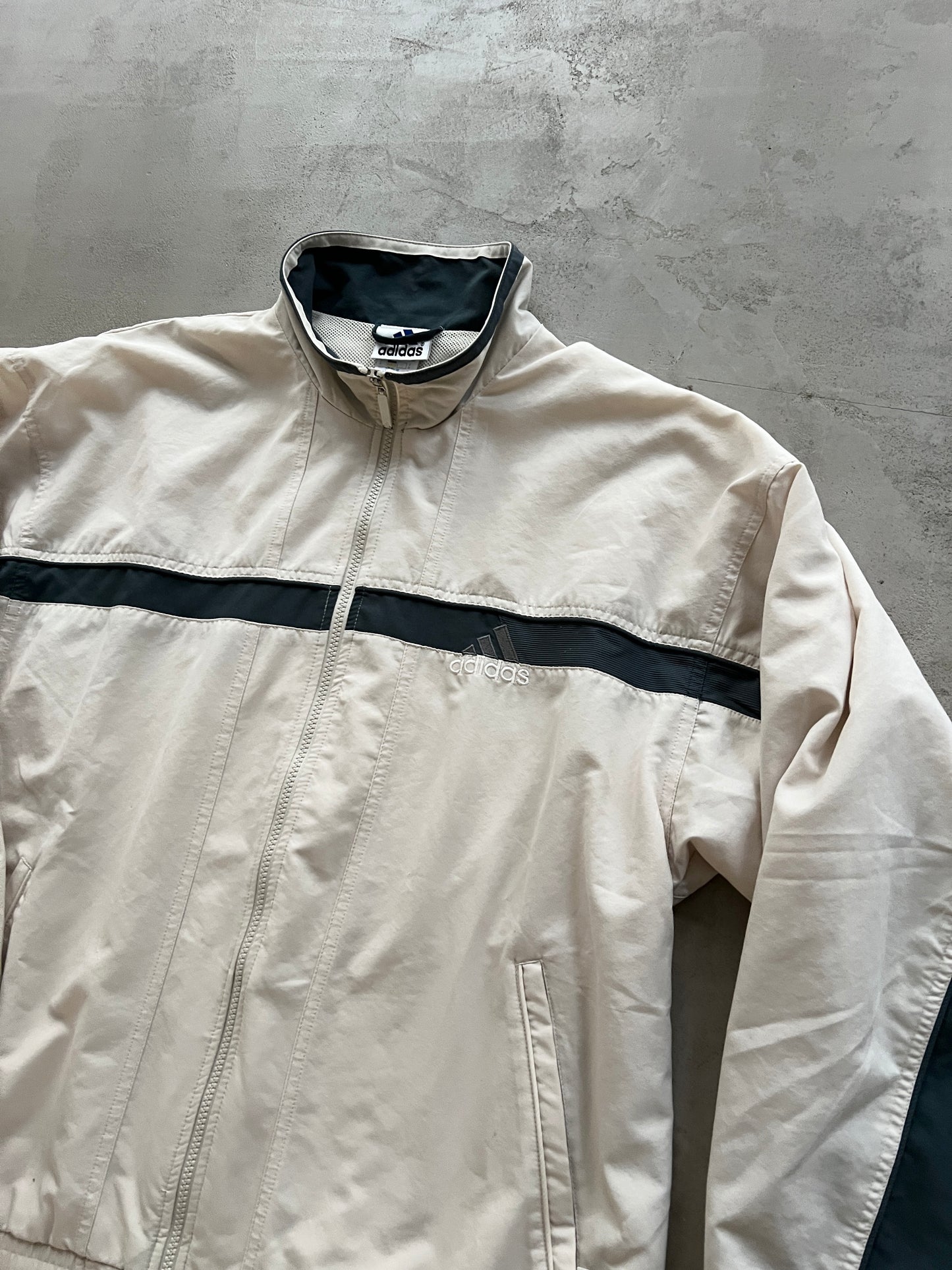 LIGHT BEIGE ADIDAS TRACK JACKET - 2000S - L/XL