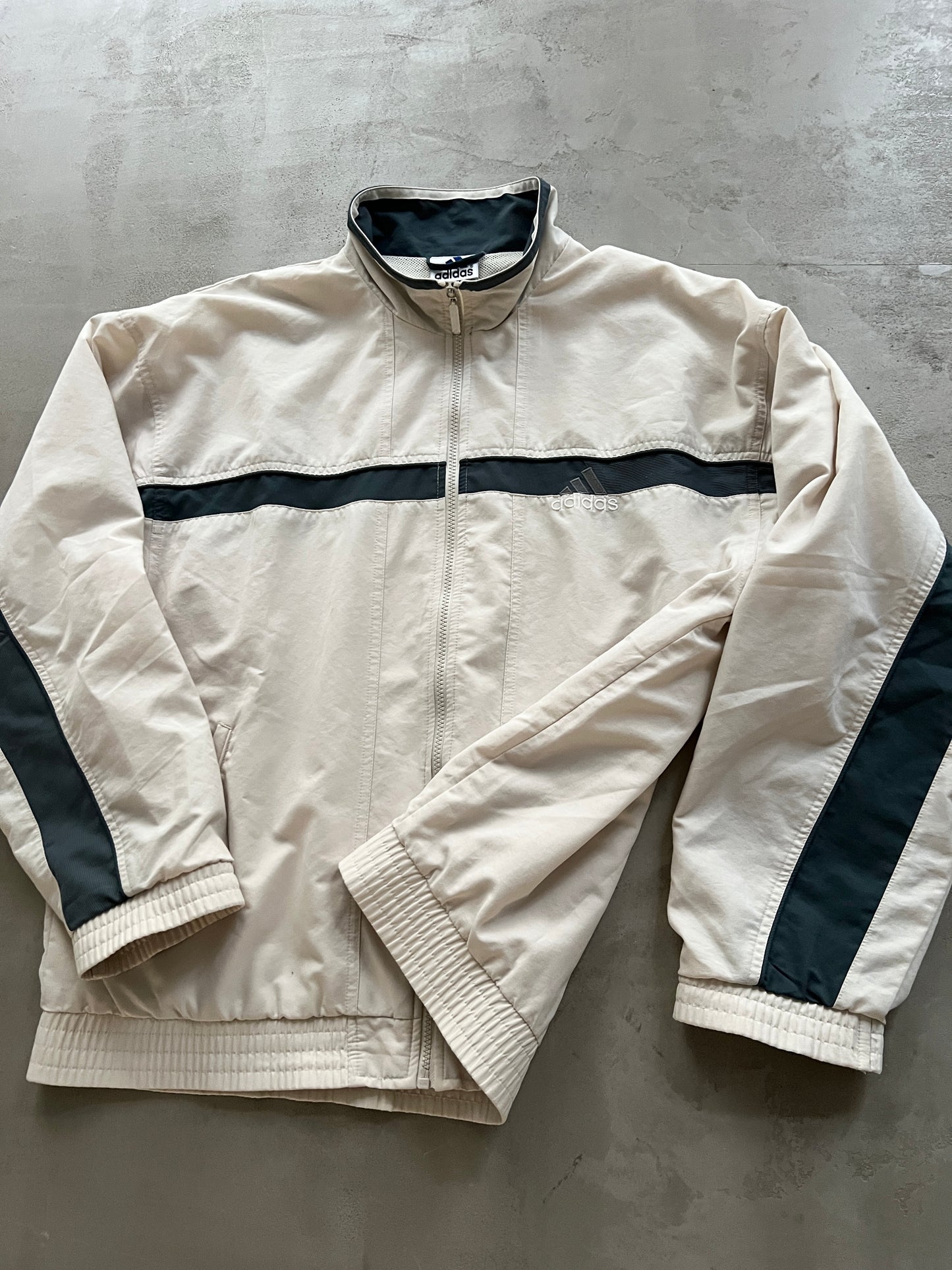 LIGHT BEIGE ADIDAS TRACK JACKET - 2000S - L/XL