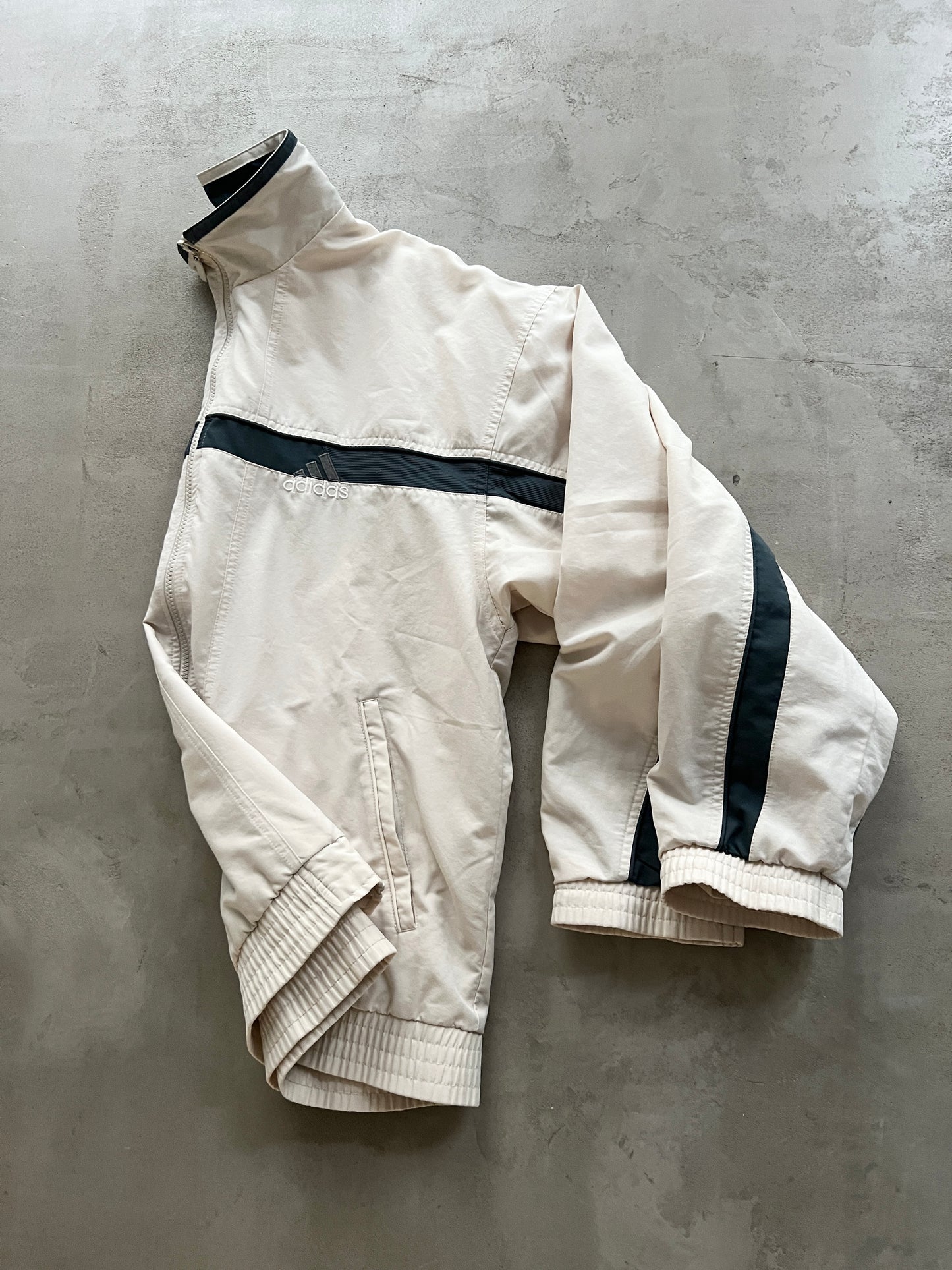 LIGHT BEIGE ADIDAS TRACK JACKET - 2000S - L/XL