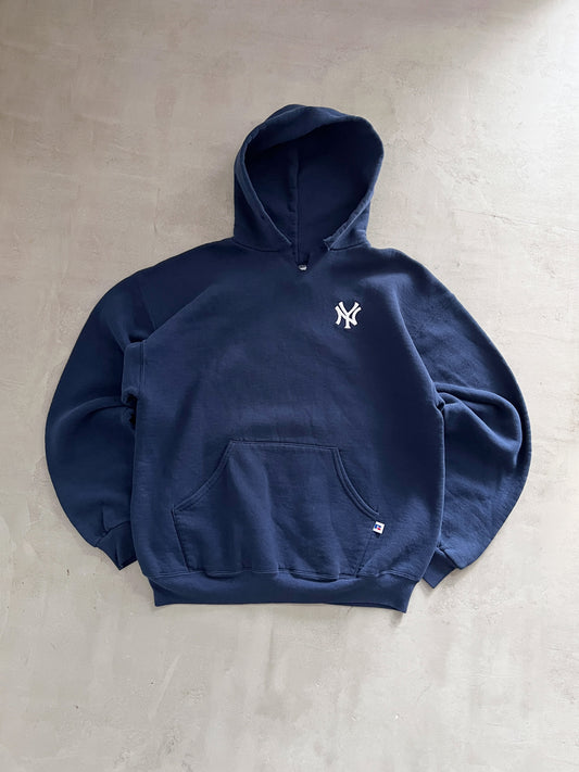 NAVY YANKEES RUSSELL HOODIE - 1990S - L/M