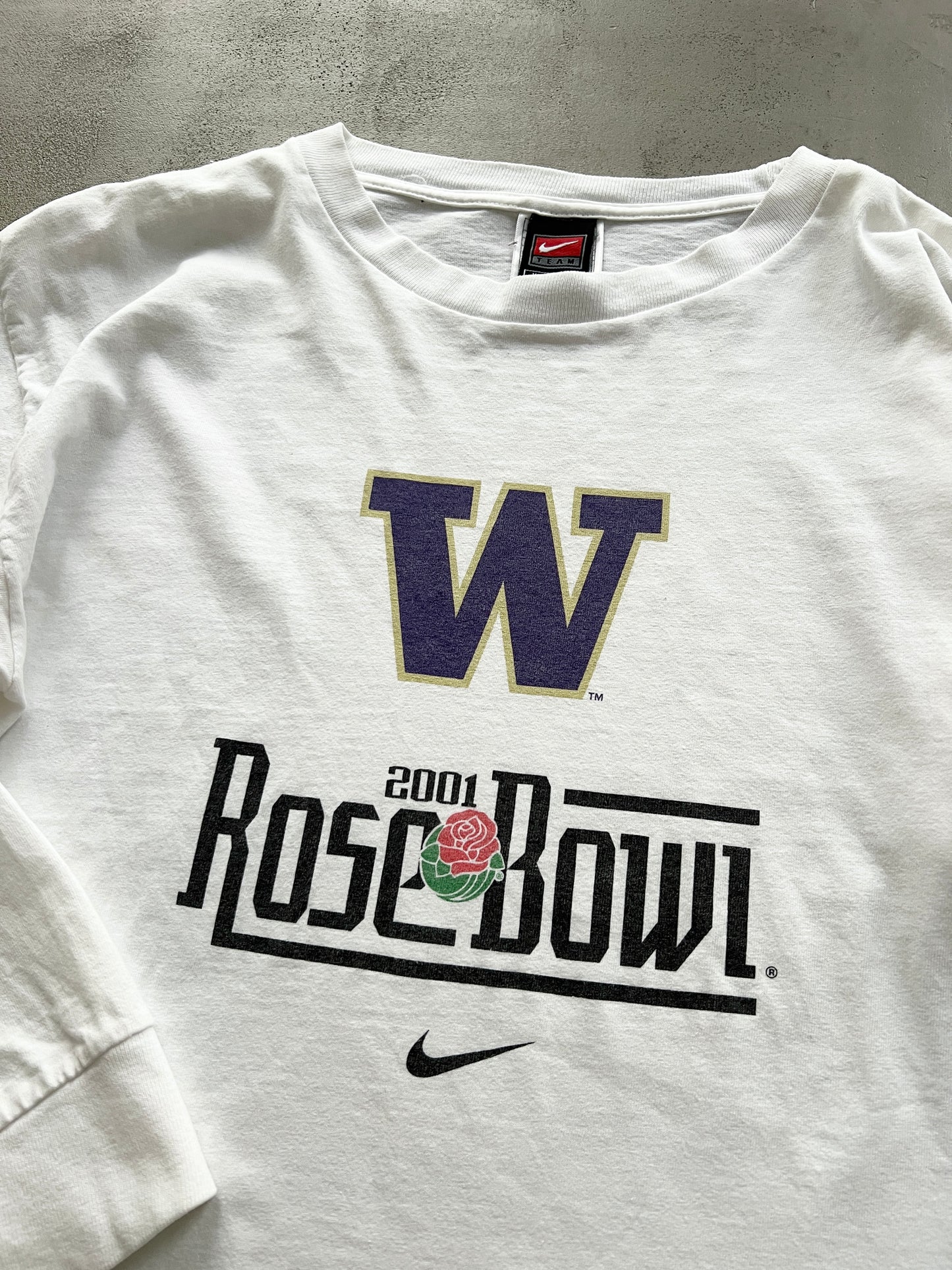 WHITE NIKE ROSE BOWL LONGSLEEVE - 2000S - L