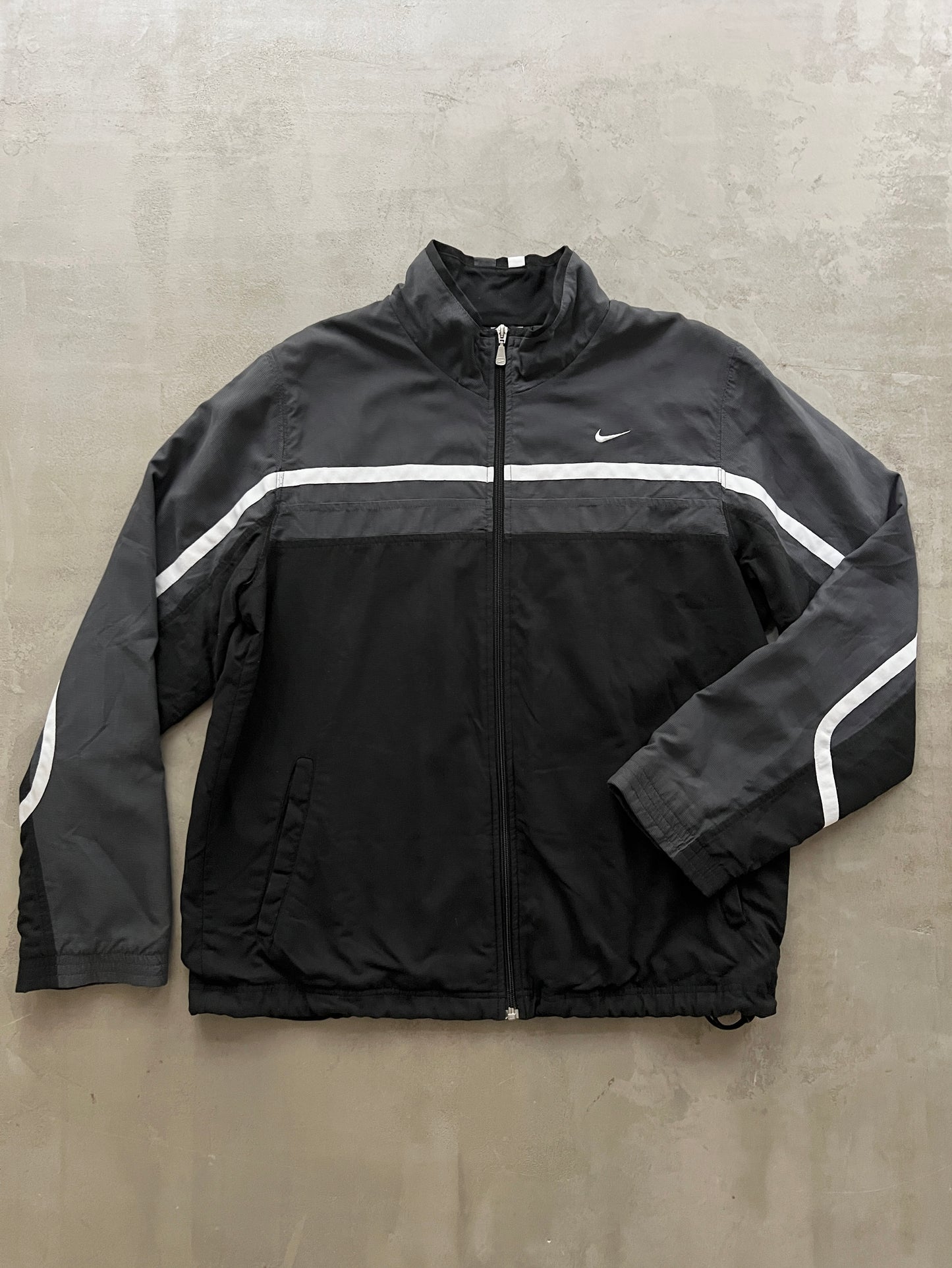 GREY/BLACK NIKE TRACK JACKET - 2000S - L