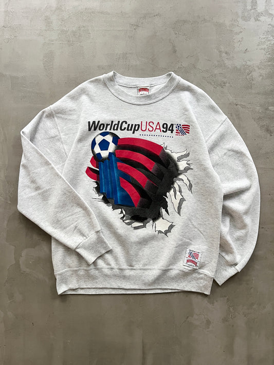 GREY SOCCER WORLD CUP USA SWEATER - 1990S - L