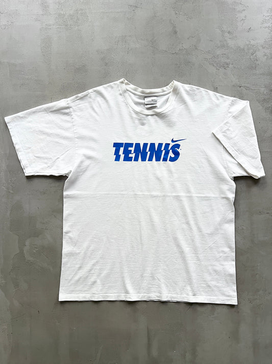 WHITE NIKE TENNIS TEE - 1990S - L